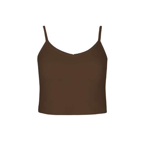 Bamboo Crop Layering Singlet - Cocoa