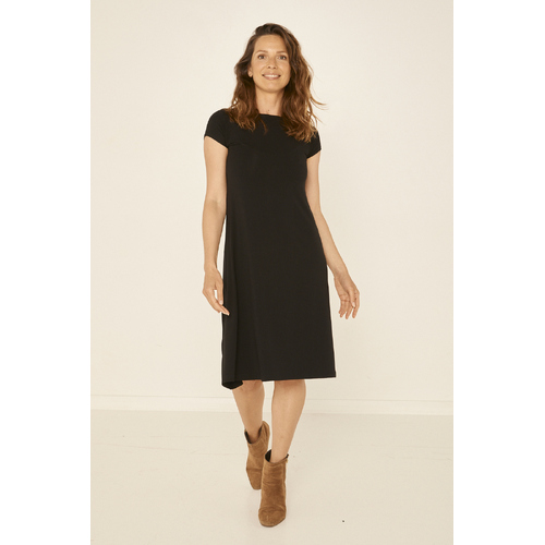 Bamboo Boat Neck Dress - Black