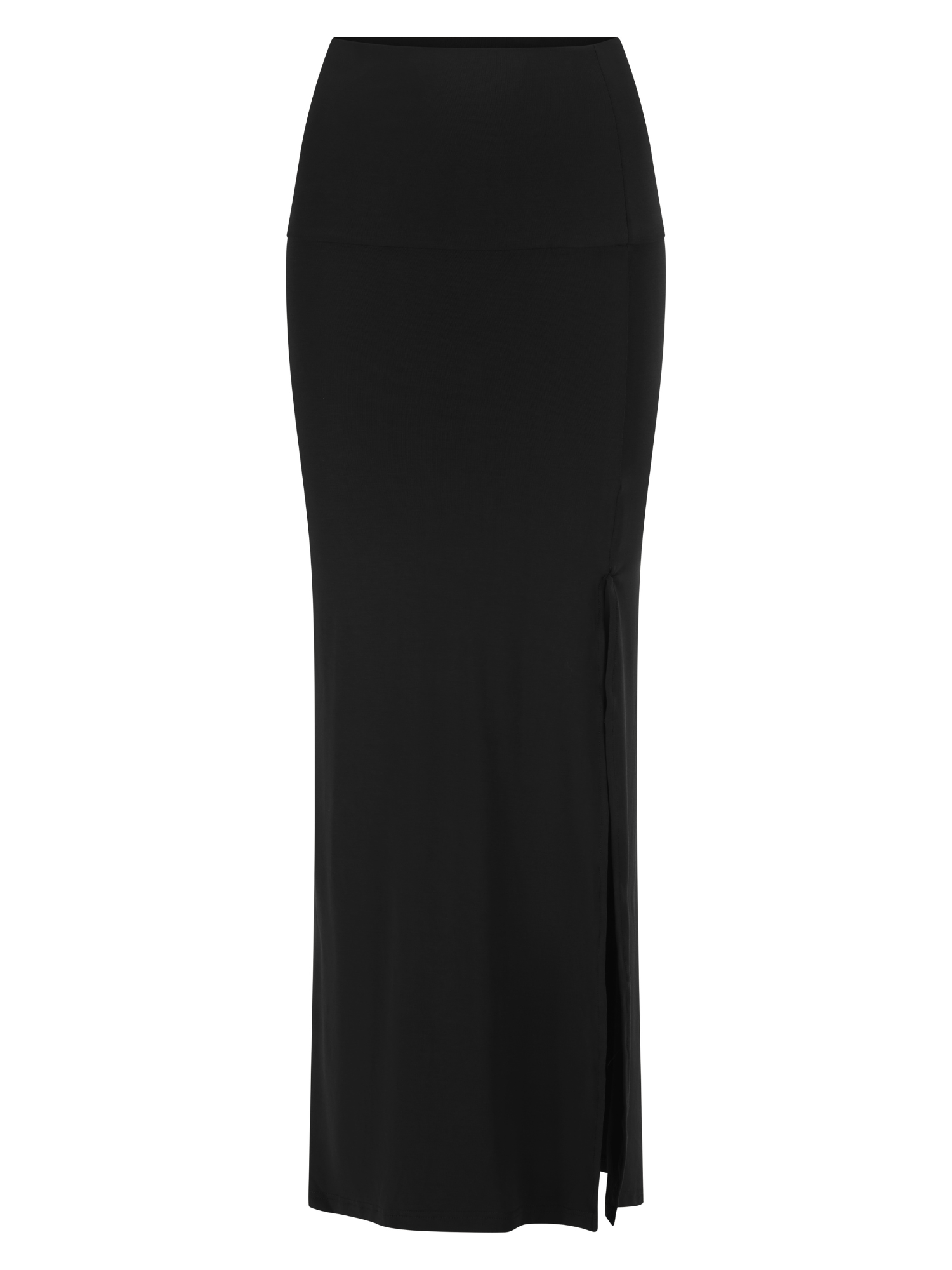 Bamboo Side Split Maxi Skirt - Black
