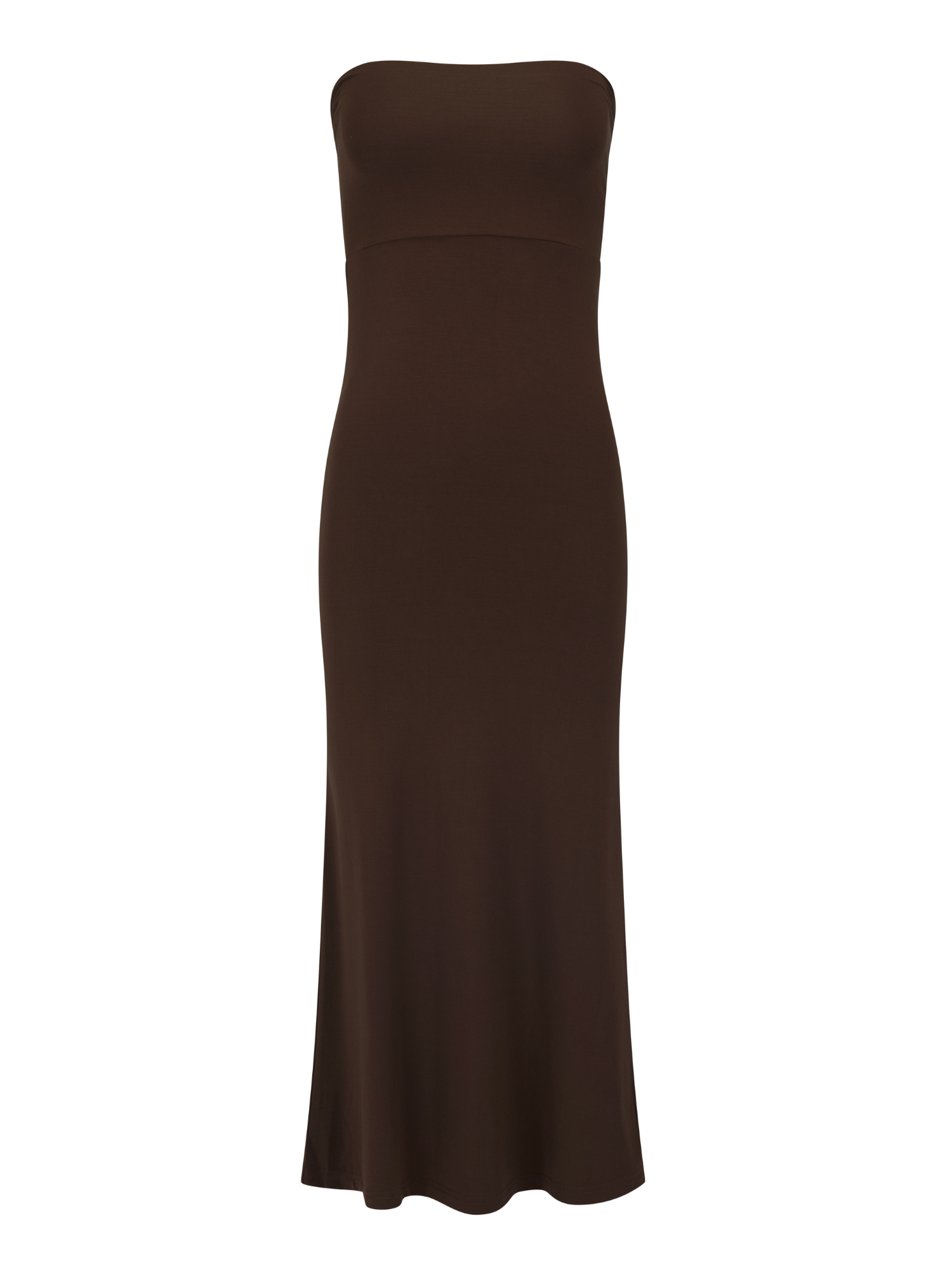 long cocoa brown maxi length pencil tube skirt doubles as a strapless dress, women's bamboo clothing