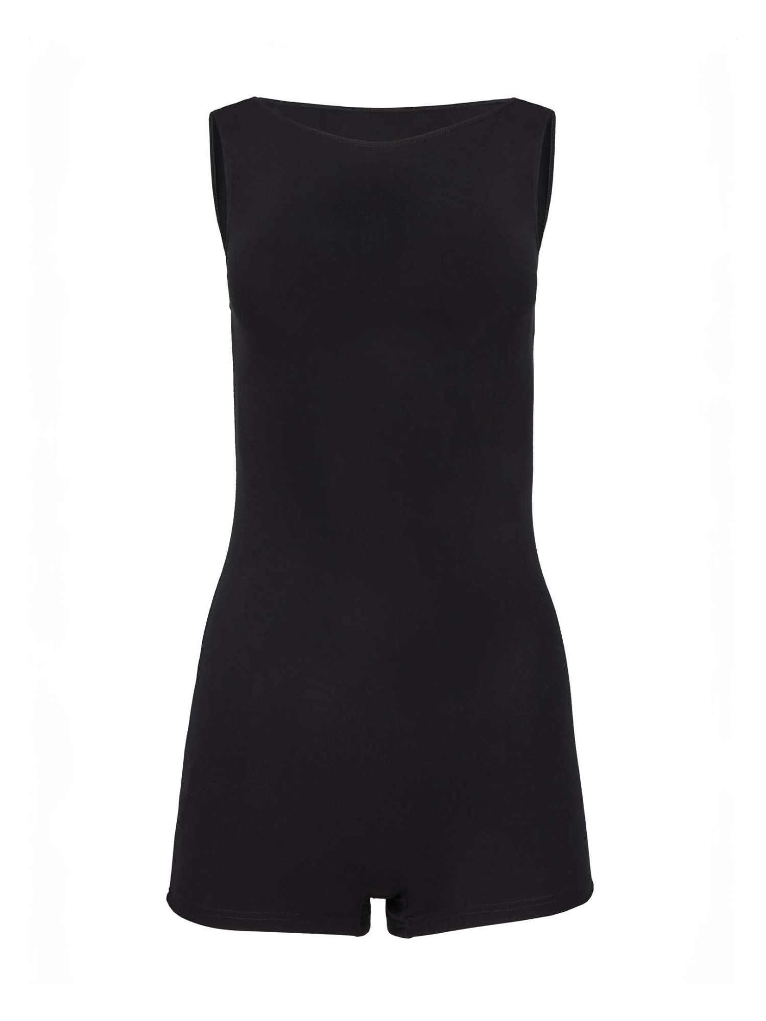 reversible black boyleg bodysuit with scoop and boat necklines, women's bamboo clothing
