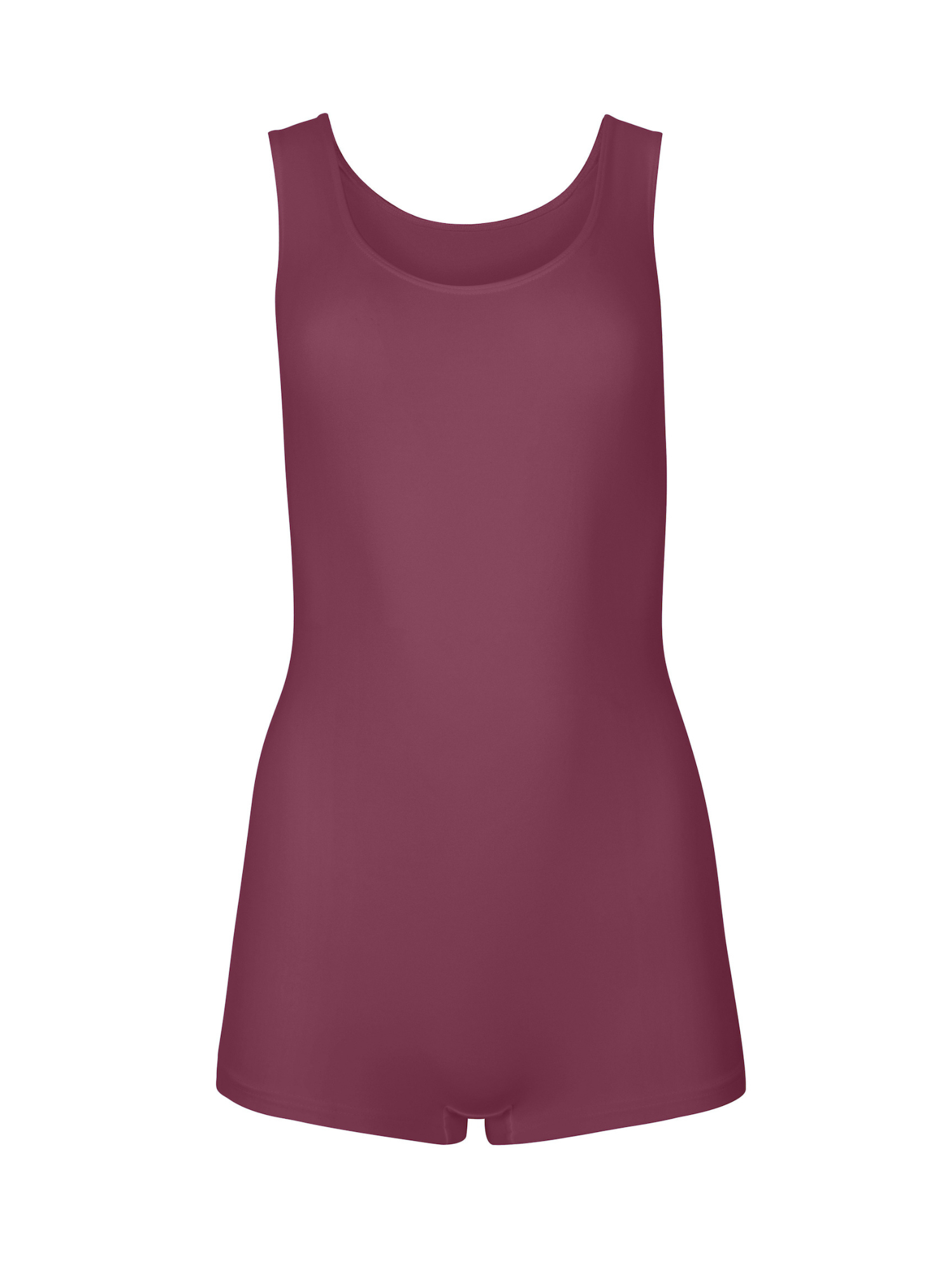 reversible Aubergine maroon boyleg bodysuit with scoop and boat necklines, women's bamboo clothing
