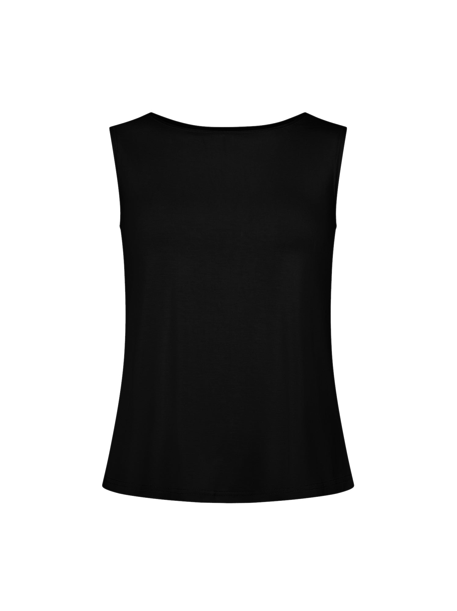 black boat neck singlet with wide shoulder coverage, women's bamboo clothing
