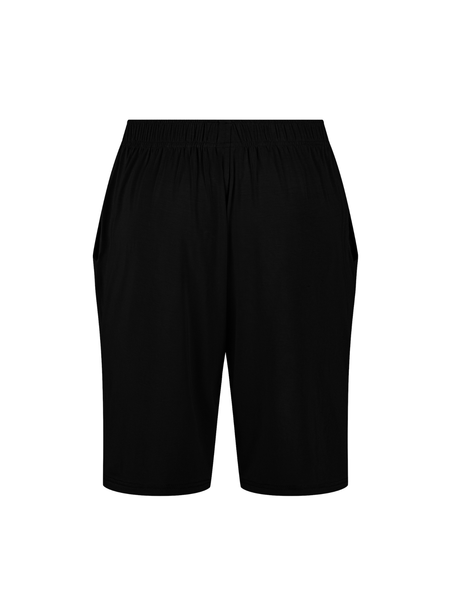 Men's knee length black casual shorts with elasticised waist, drawstring and deep pockets, men's bamboo clothing