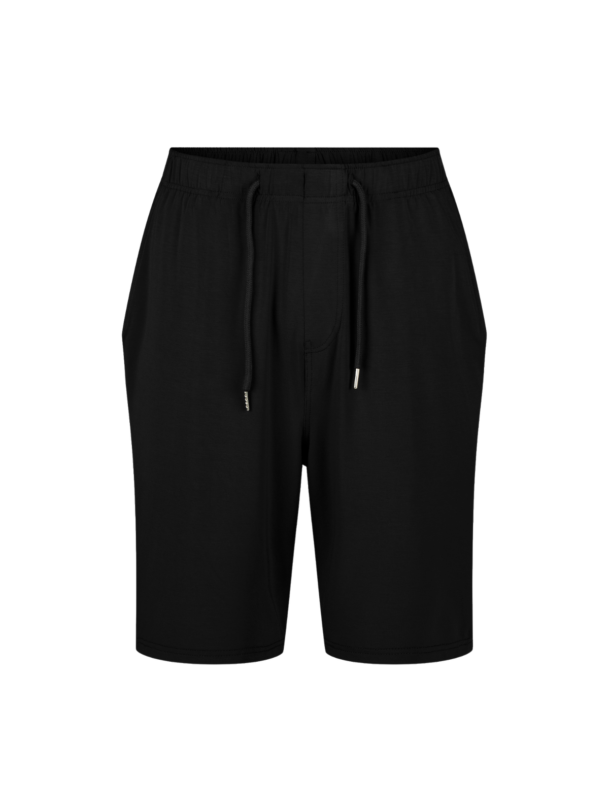 Men's knee length Black casual shorts with elasticised waist, drawstring and deep pockets, men's bamboo clothing