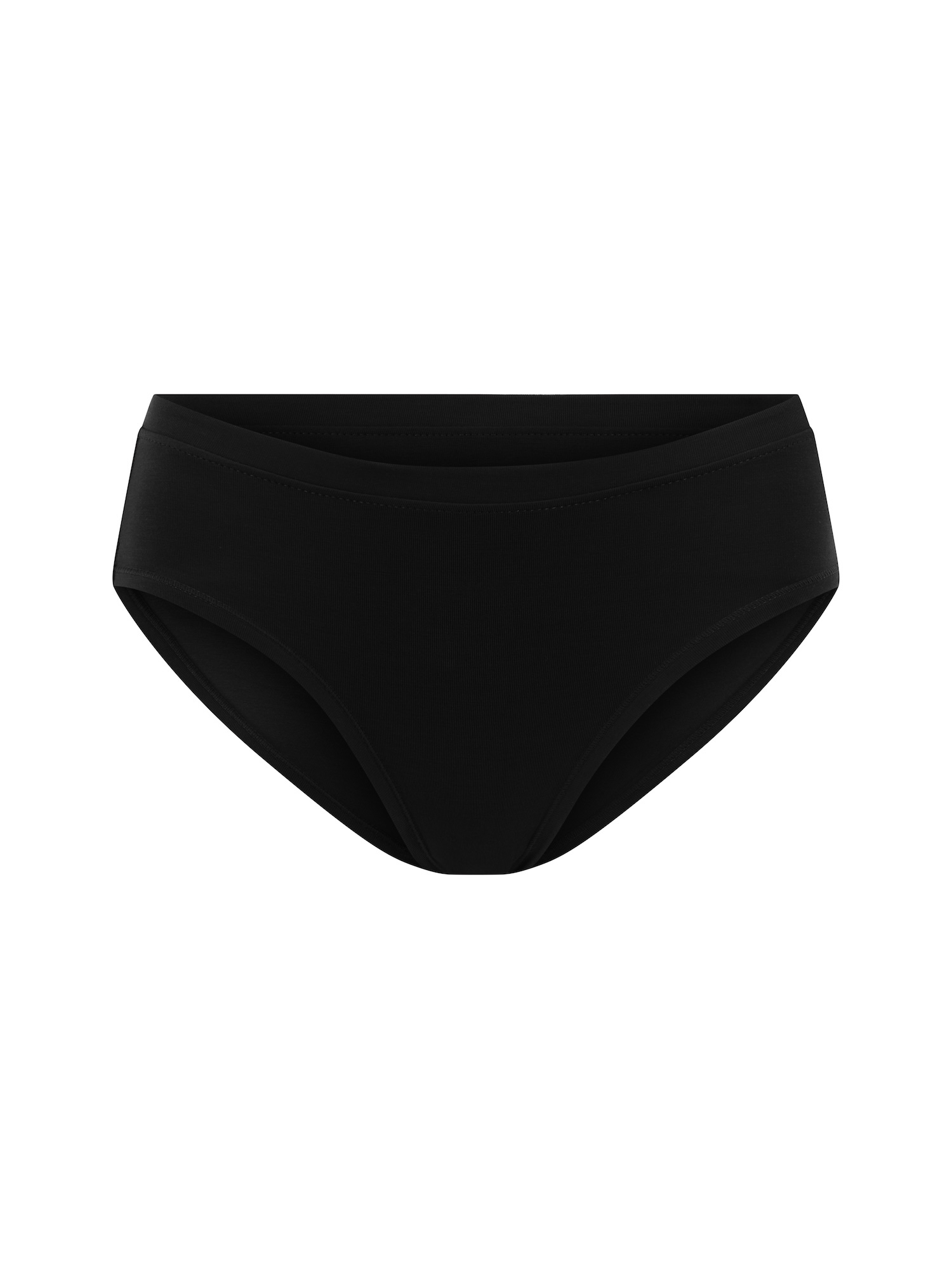 Black mid-waisted bikini bottom on a white background