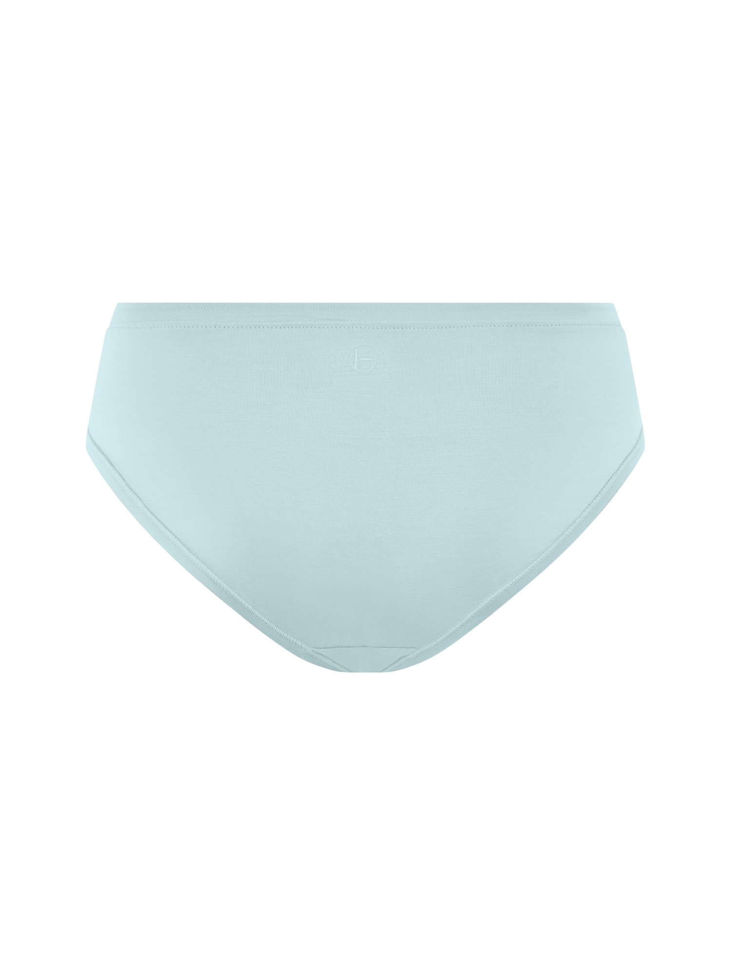 Light blue high-waisted bikini bottom on a white background