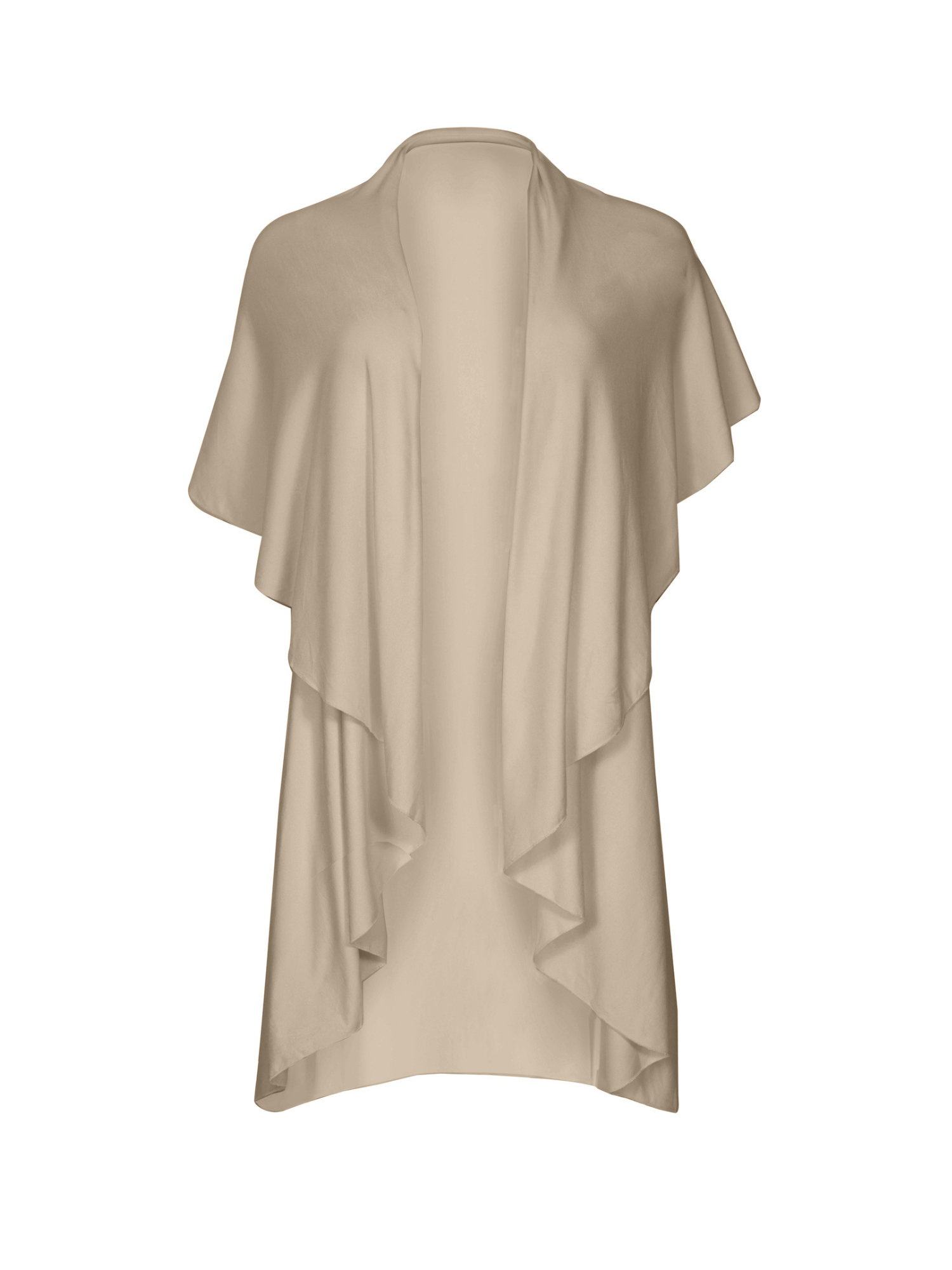 caramel brown convertible style goddess wrap; long cardi, vest or poncho, women's bamboo clothing