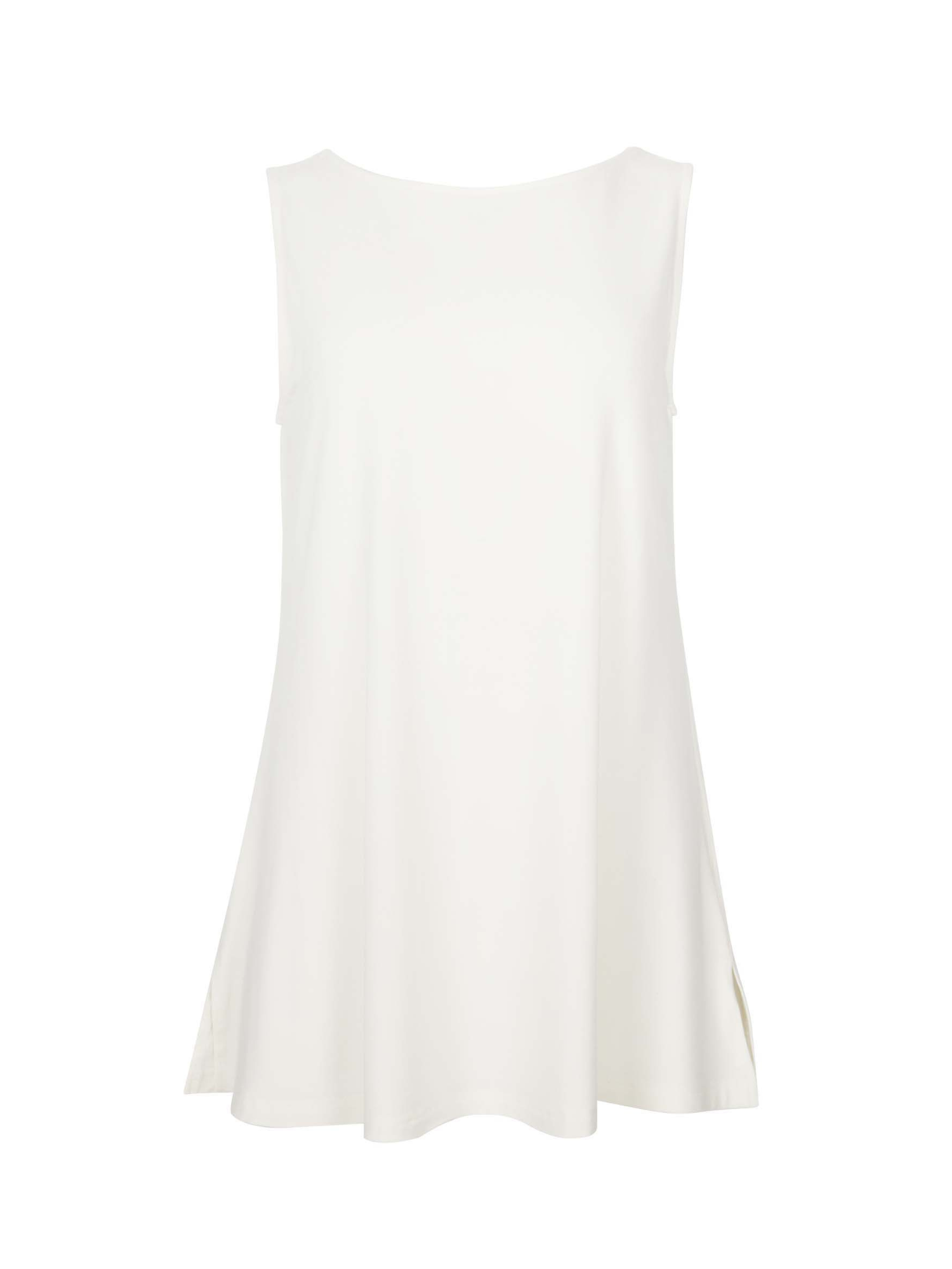 cream a-line singlet with scoop and boat necklines and long line body, women's bamboo clothing