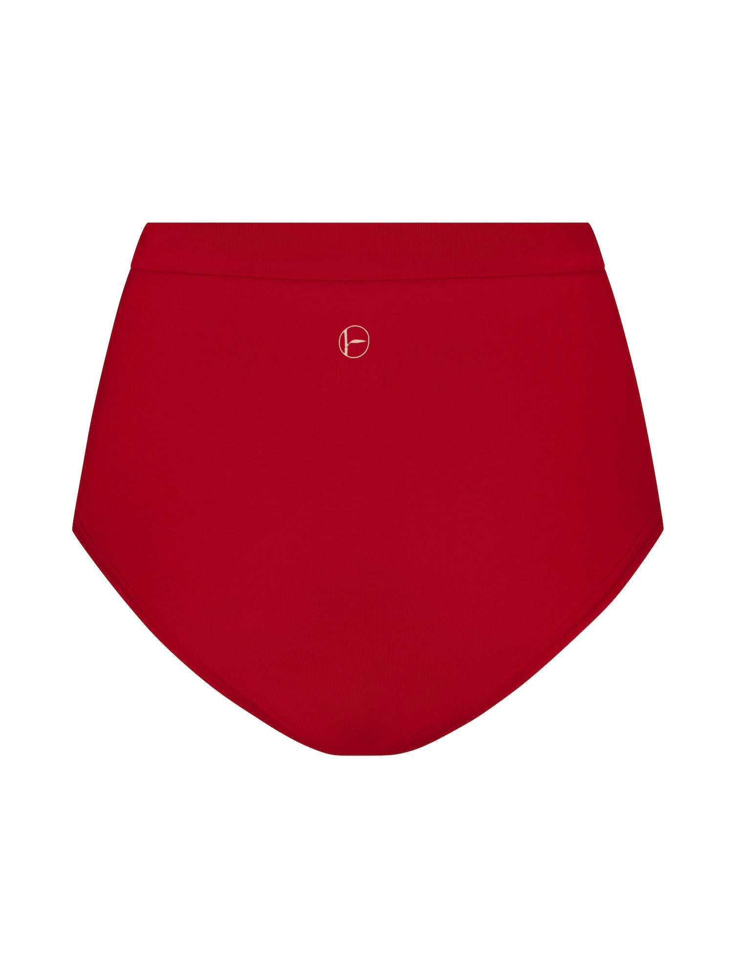 Red high-waisted full bottom undies on a white background 