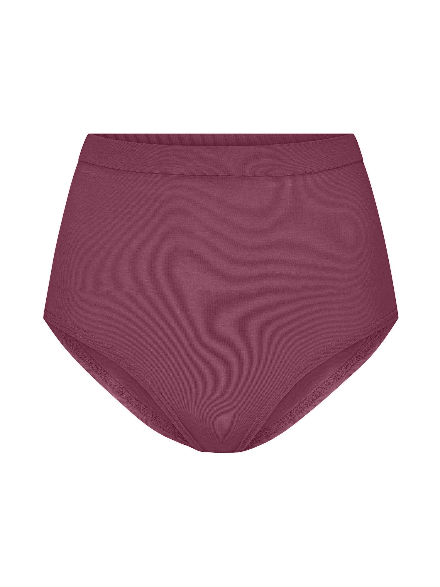 Aubergine maroon high-waisted bamboo women's underpants on a white background