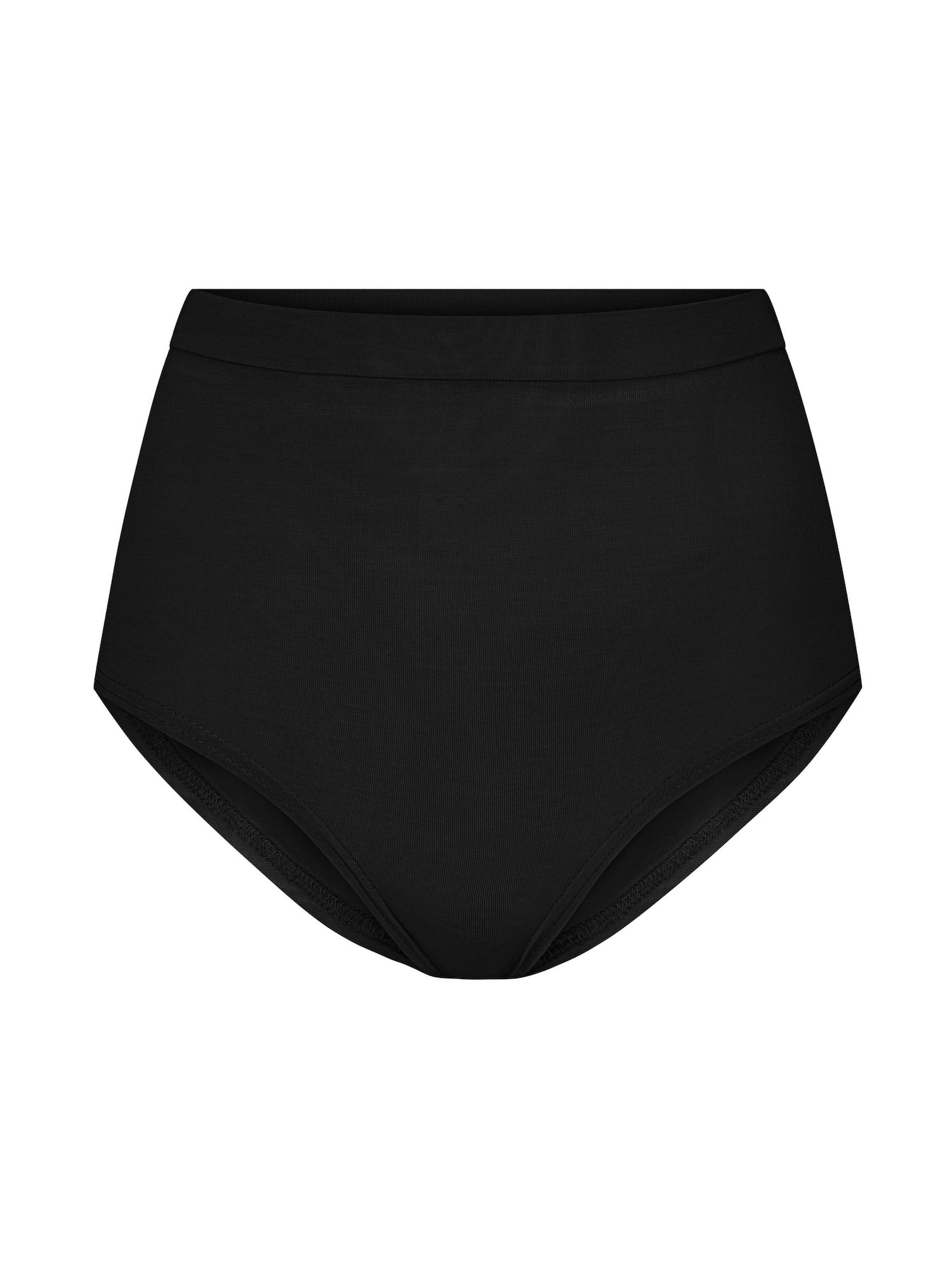 black high waisted full brief with mid leg opening and double layered waistband, women's bamboo underwear