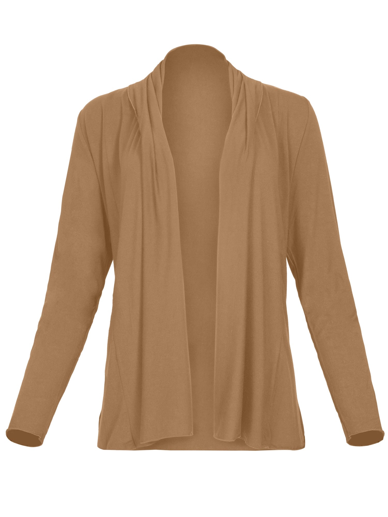 Brown long-sleeve cardigan top on a white background