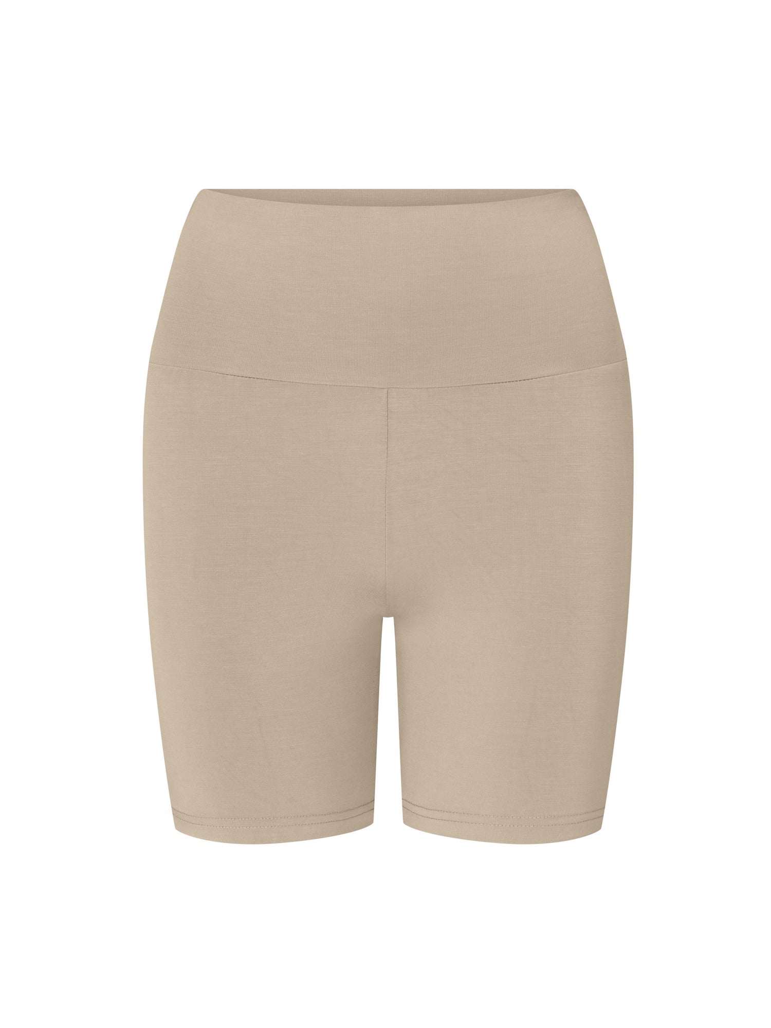 Beige bike shorts on a white background