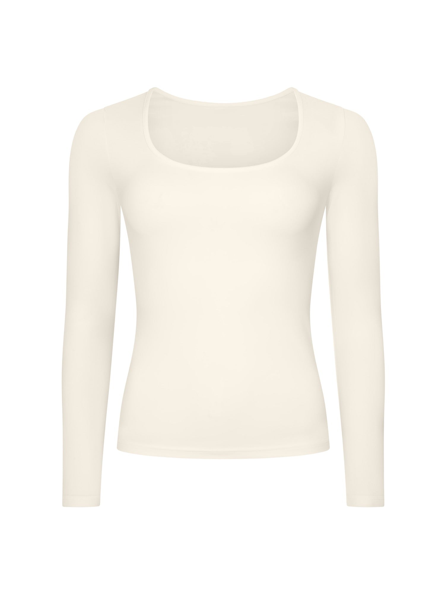 Bamboo Scoop Neck Long Sleeve Tee - Cream