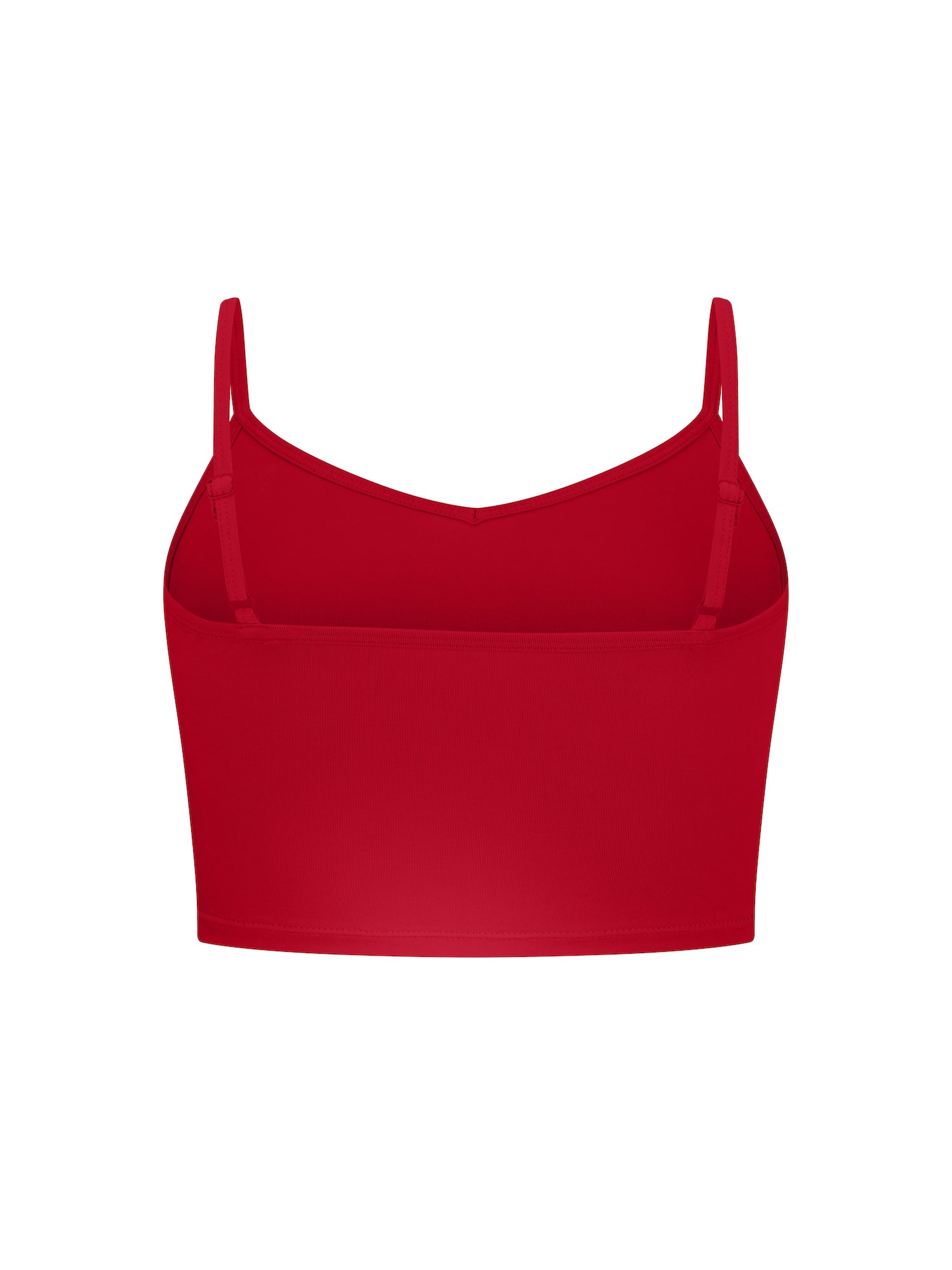 Chilli Red crop layering singlet with camisole straps, v neckline, fitted body in crop length, women's bamboo clothing
