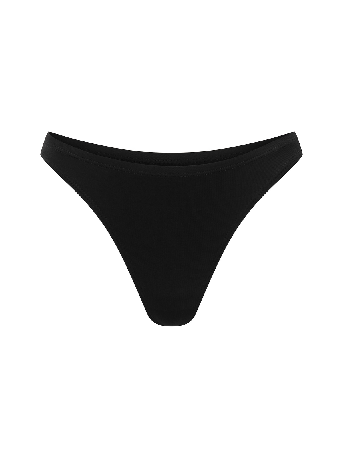 Black classic g-string underpant on a white background