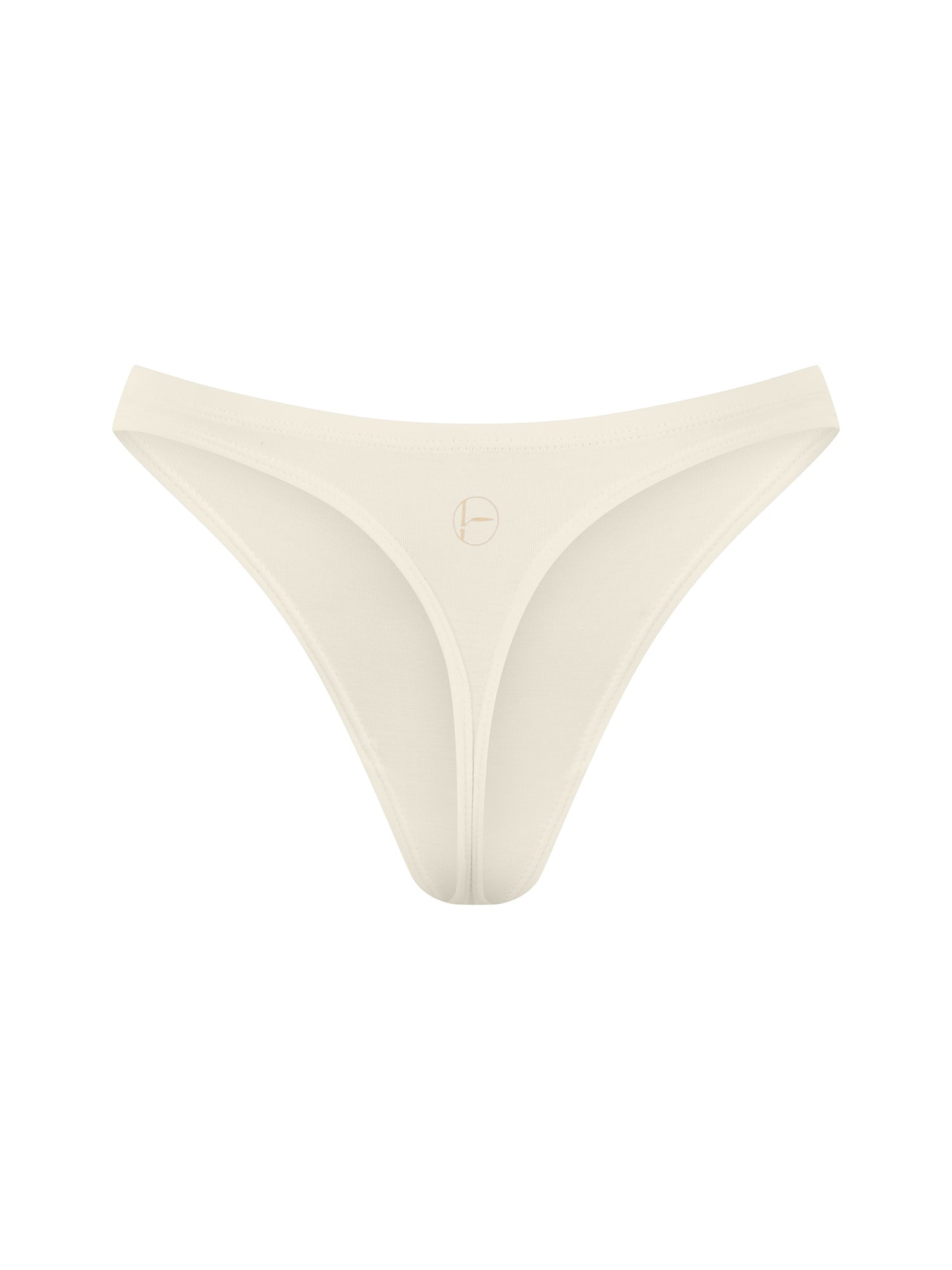 Bamboo cream classic thong g-string underpants on a white background