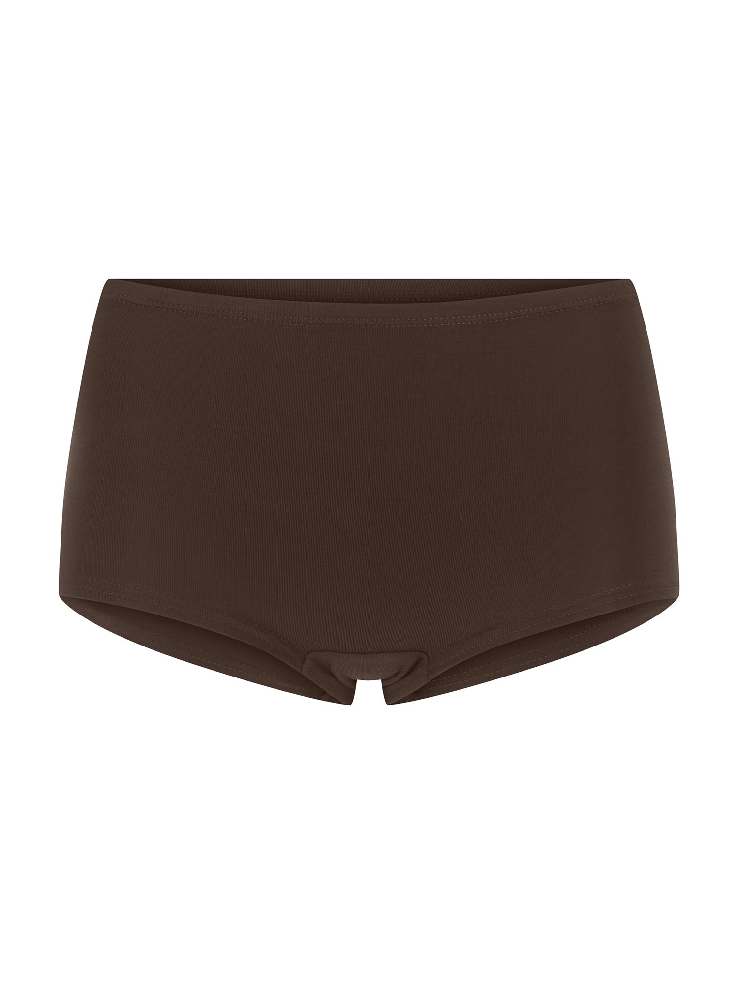 Brown high-waisted boyleg underwear on a white background