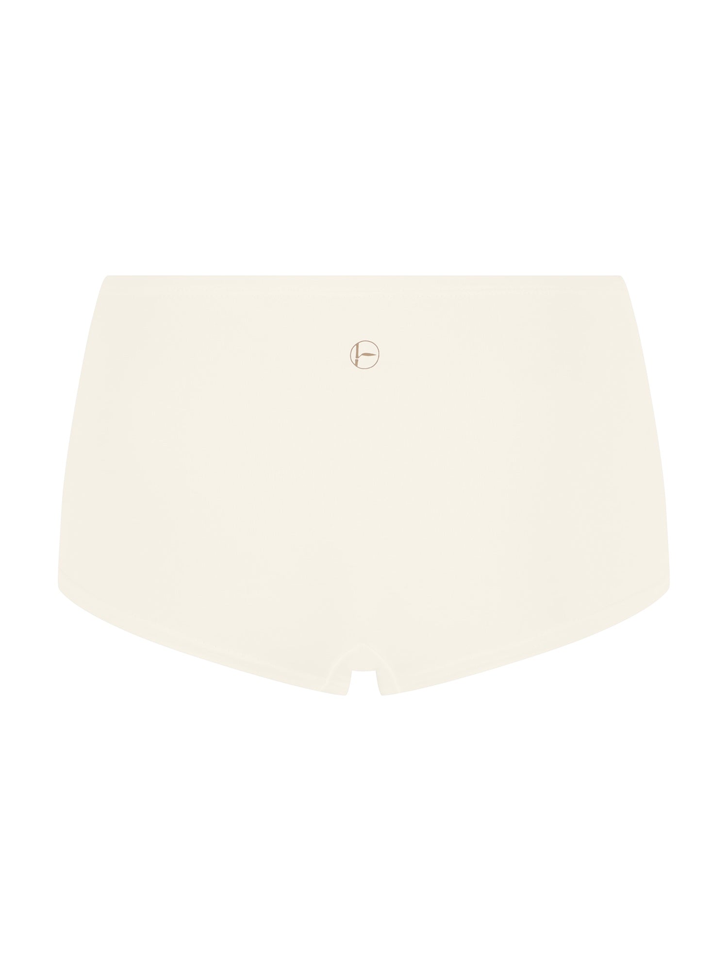 White high-waisted boyleg bikini bottom on a white background