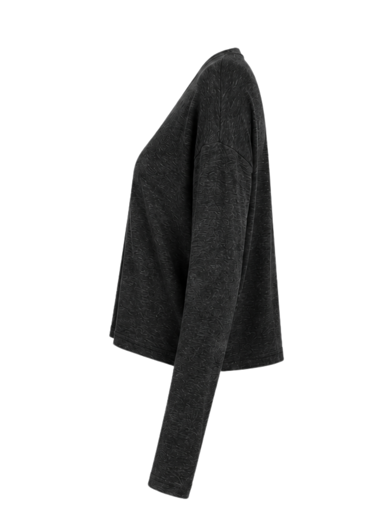 A dark charcoal gray top shown from a side profile view against a plain white background.