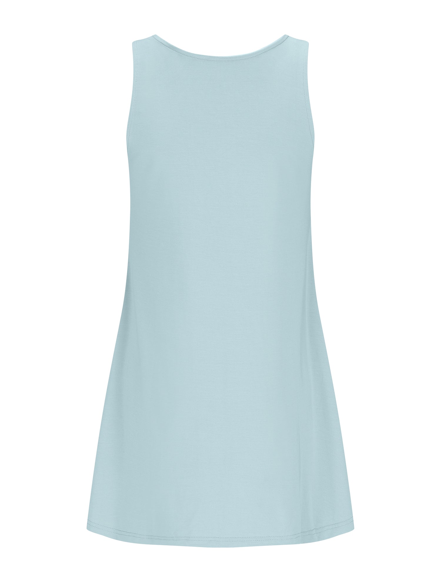 Light Topaz Blue Sleeveless Tunic Dress reversible with boat or scoop neck line, womens bamboo clothing