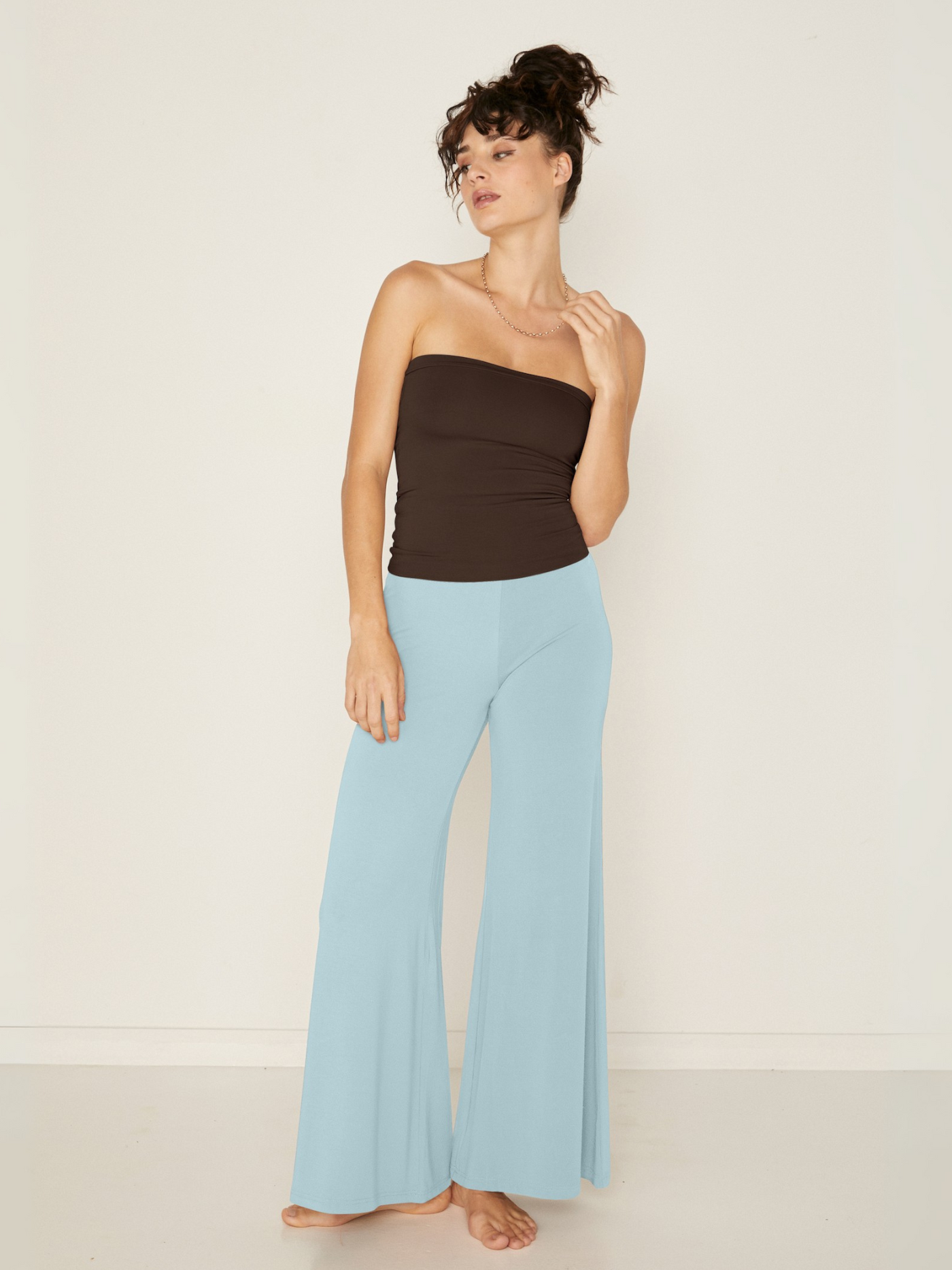 Goddess Palazzo Pant - Vegan Silk- Pearl