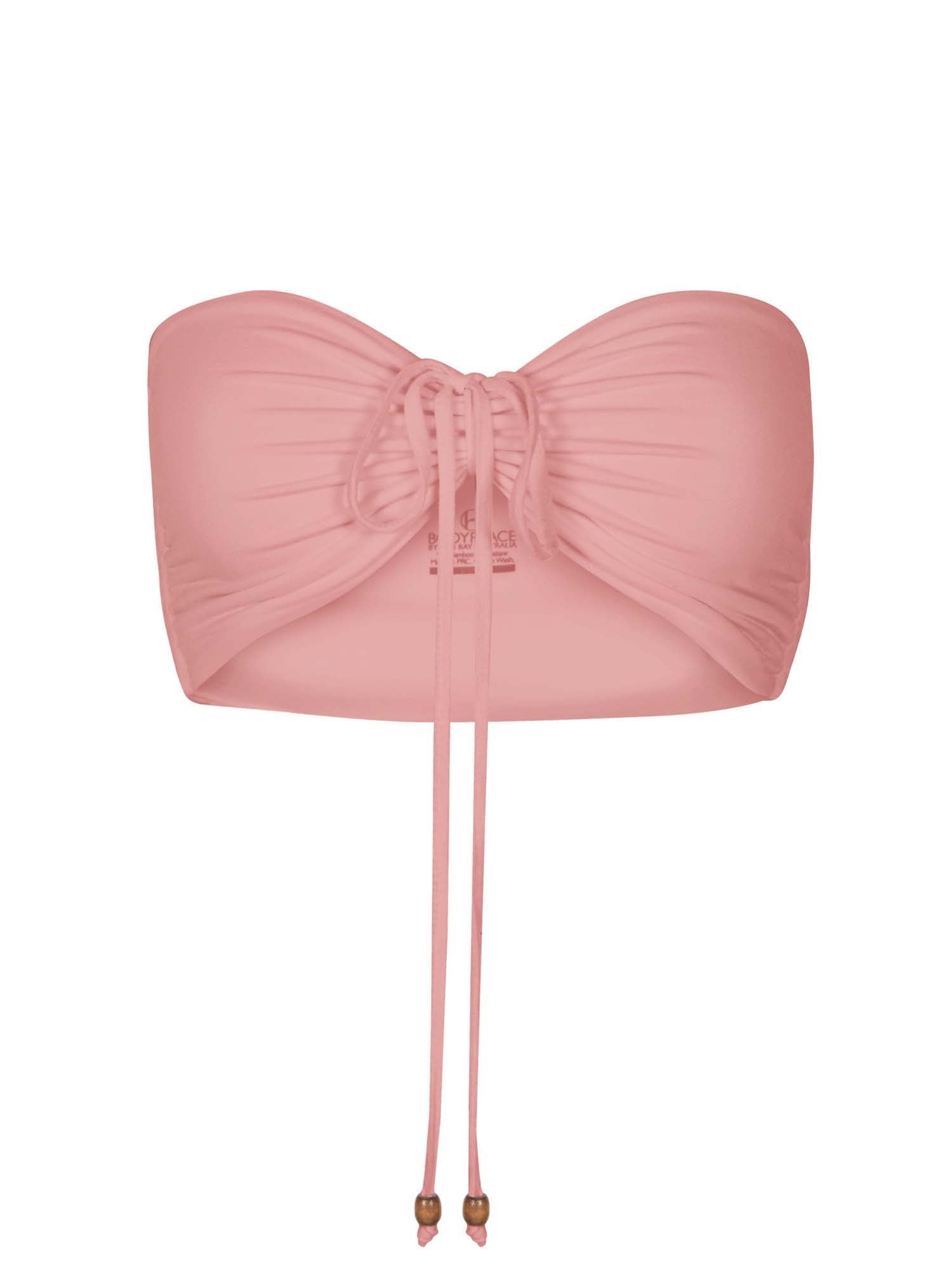 Pink clay boob tube top, bandeau/strapless bra with side ruching support, women's bamboo clothing