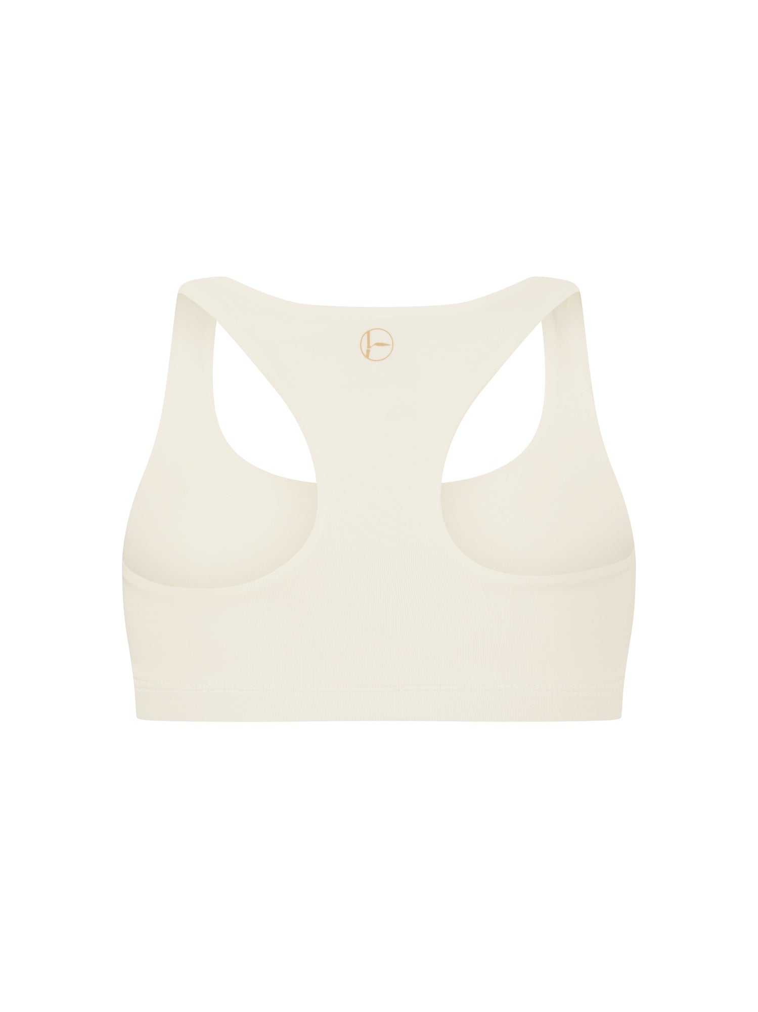 Cream sports bra on a white background