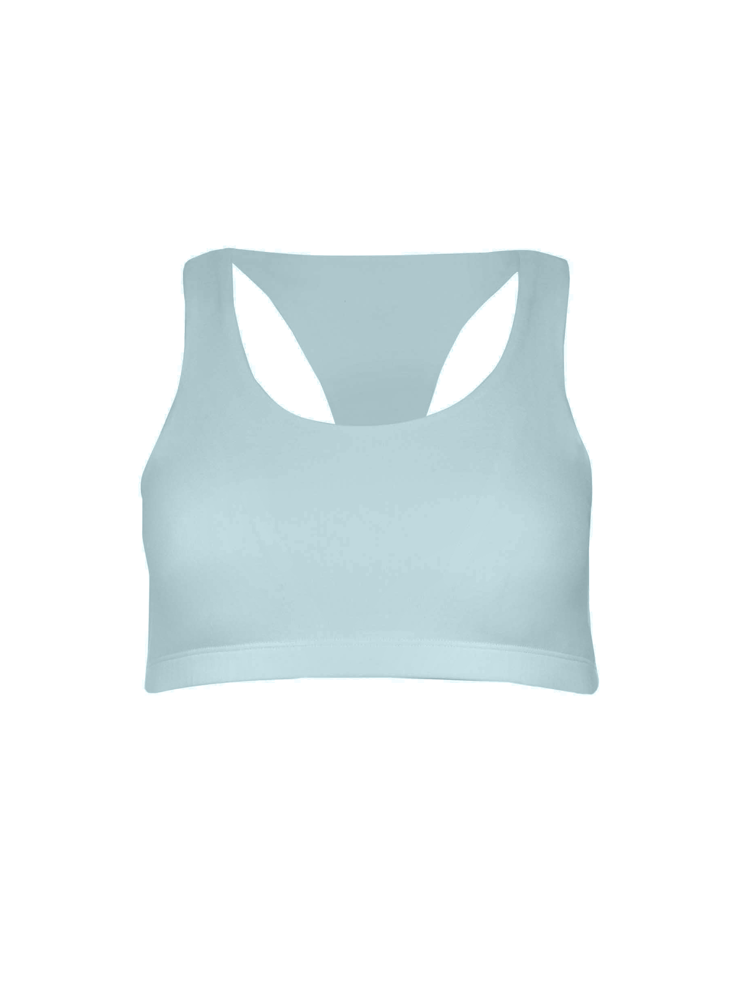 Bamboo light topaz blue racer back sports bra 