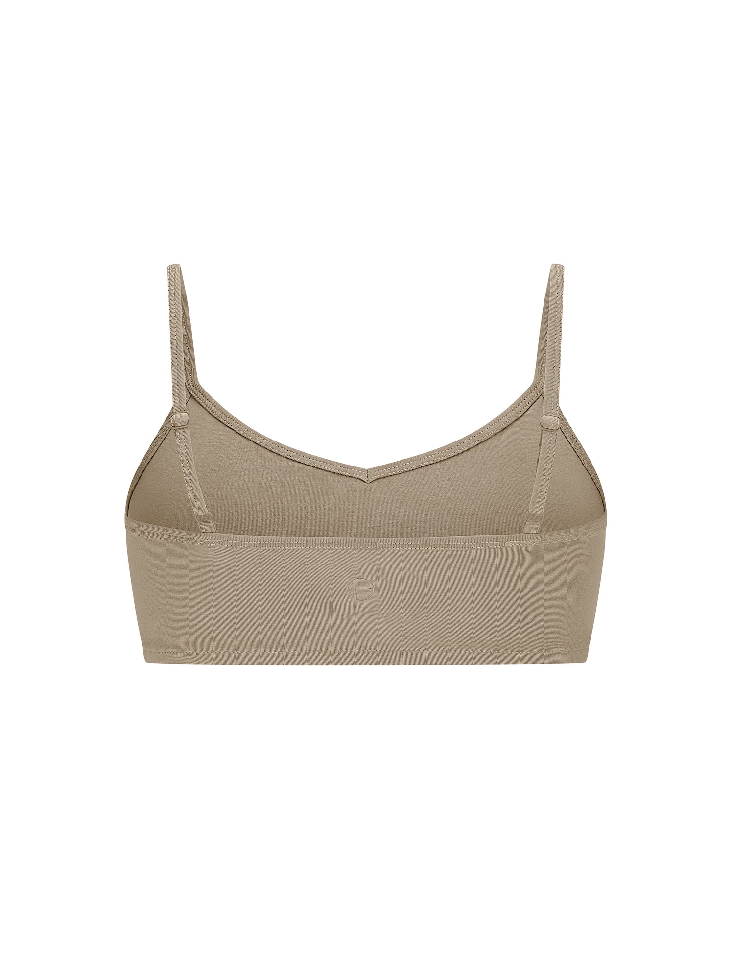 Caramel wireless yoga bra, subtle v front, soft cup braelette with adjustable camisole straps, women's bamboo underwear