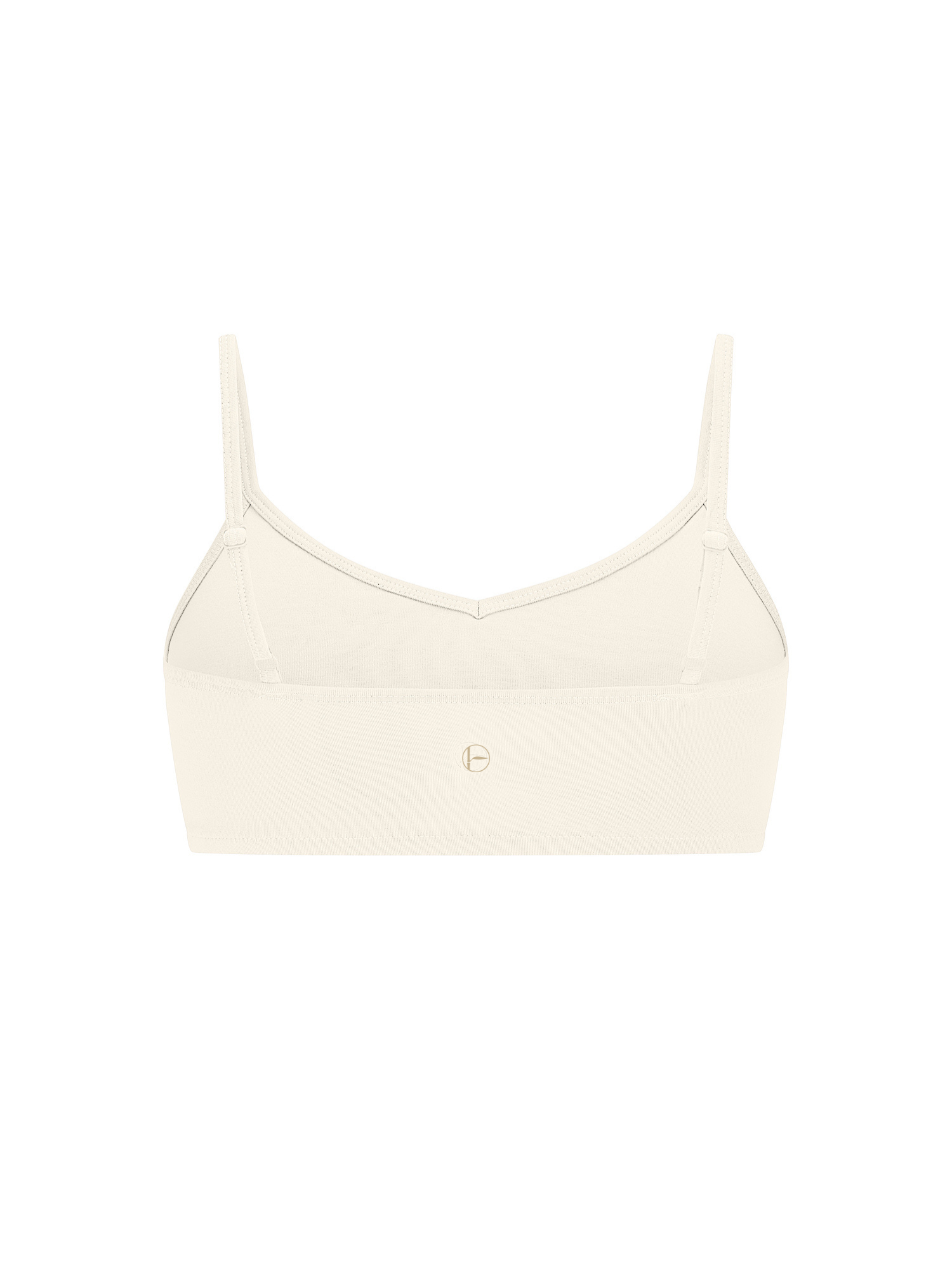 Cream wireless yoga bra, subtle v front, soft cup bralette with adjustable camisole straps, women's bamboo underwear