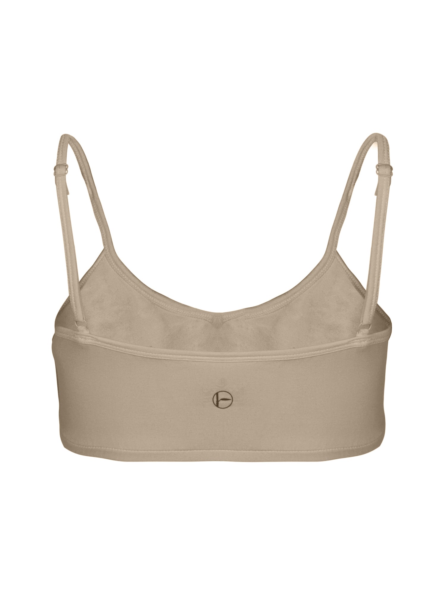 Caramel wireless yoga bra, subtle v front, soft cup bralette with adjustable camisole straps, women's bamboo underwear