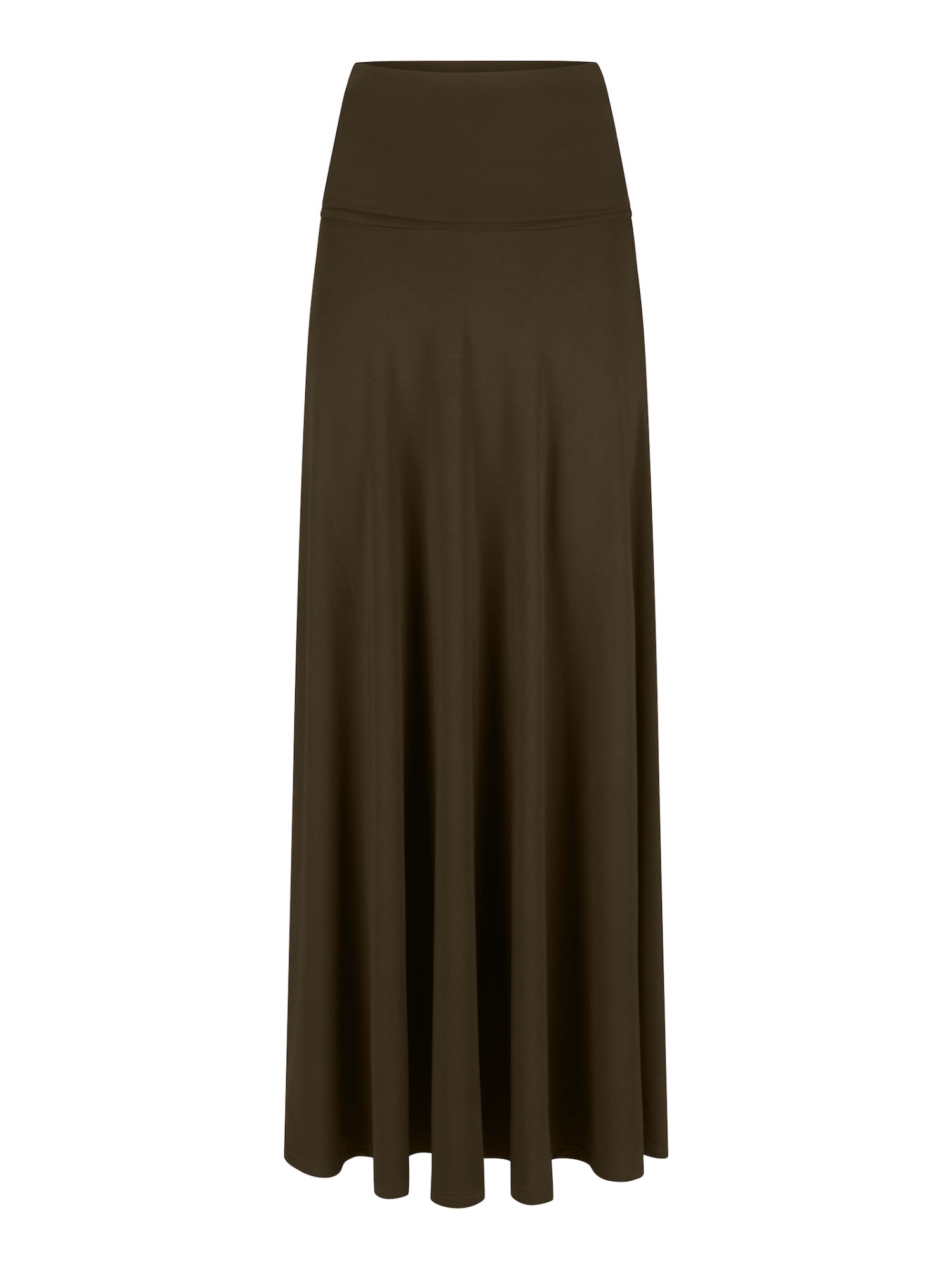 Brown maxi skirt on a white background