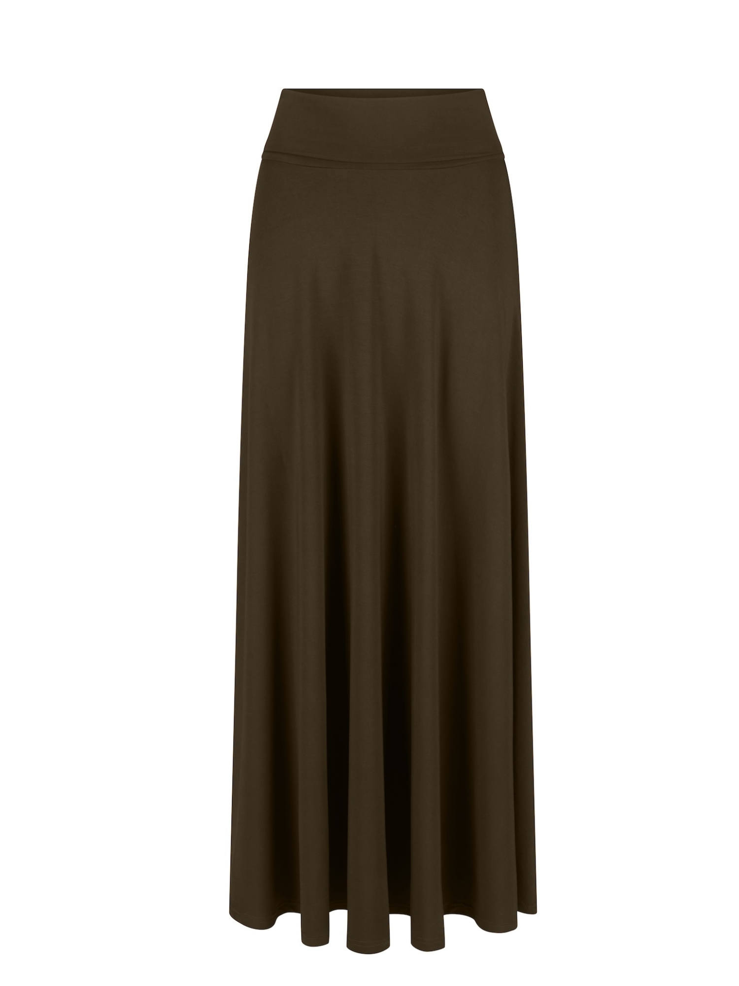 Brown maxi skirt on a white background