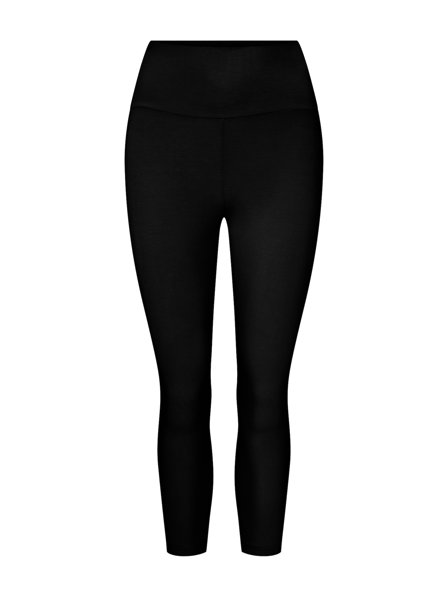 black mid calf  3/4 length leggings double layered high waistband, women's bamboo clothing