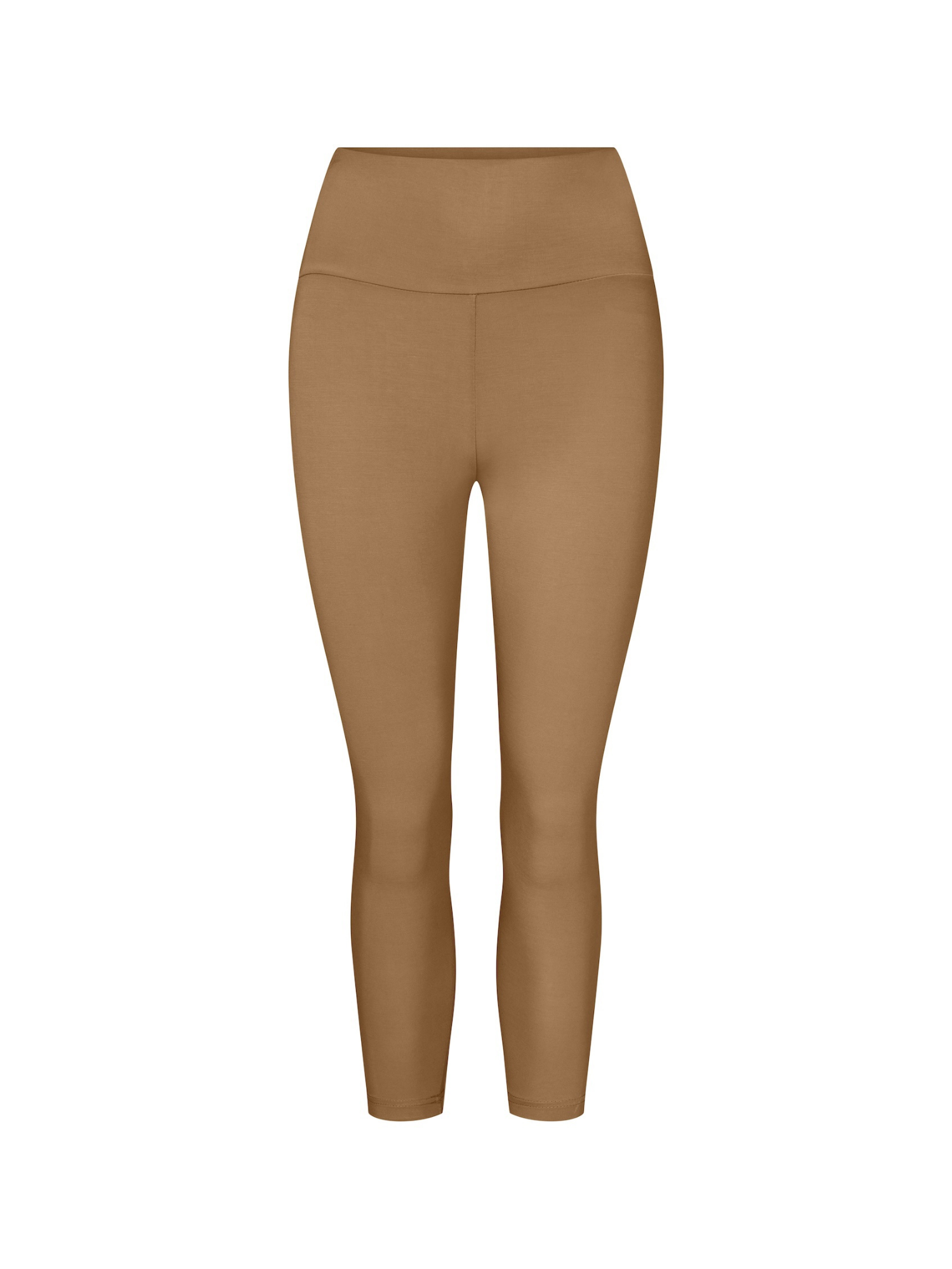 Toffee brown bamboo 3/4 leggings on white background