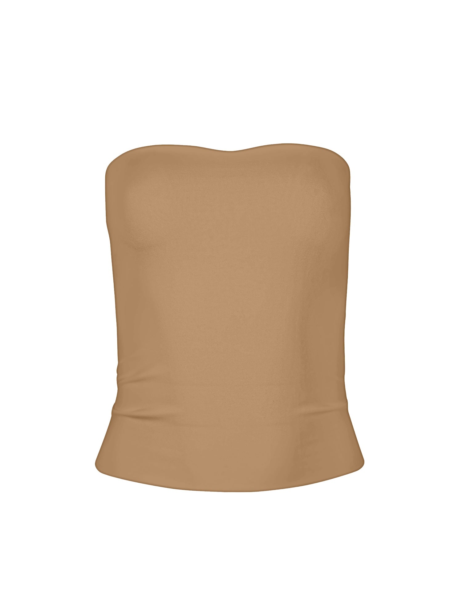 Toffee brown strapless tube top on a white background