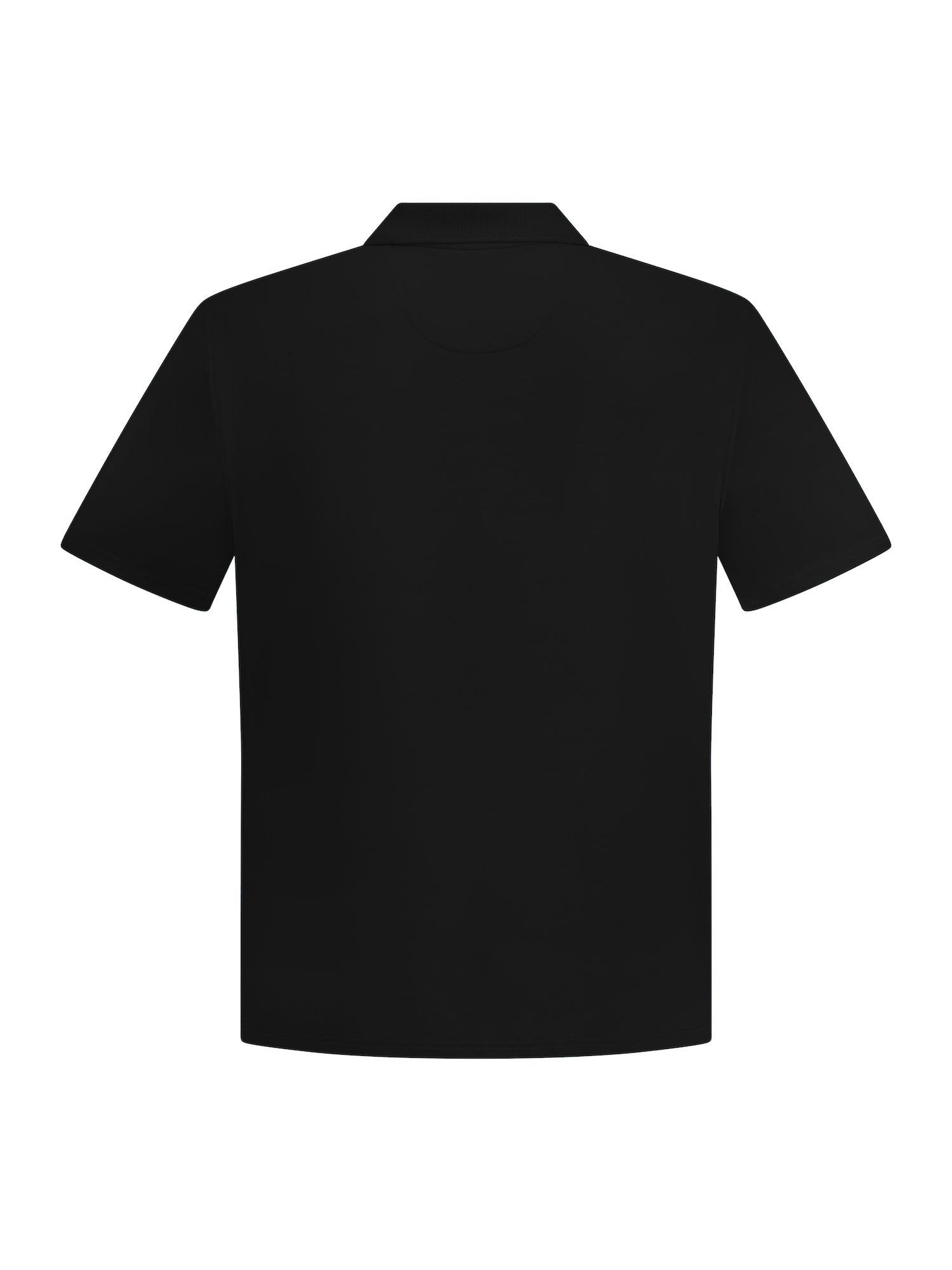 Black short sleeve men's polo shirt, generous fit, soft fibbed collar and 3 buttons, men's bamboo clothing