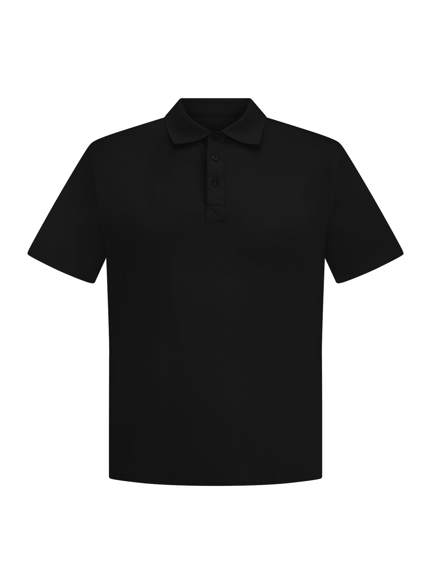 Black short sleeve men's polo shirt, generous fit, soft fibbed collar and 3 buttons, men's bamboo clothing