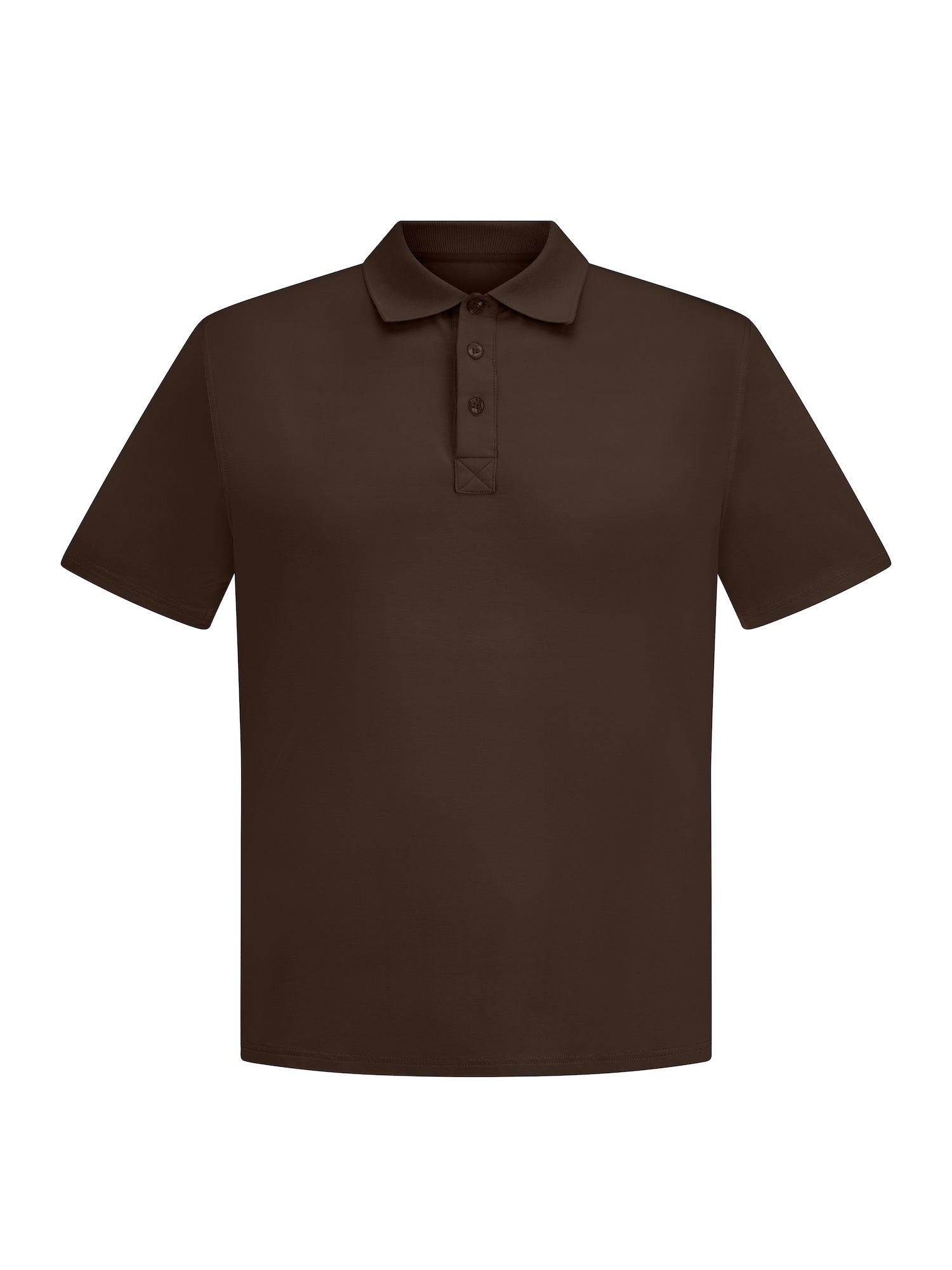 Cocoa brown short sleeve men's polo shirt, generous fit, soft fibbed collar and 3 buttons, men's bamboo clothing