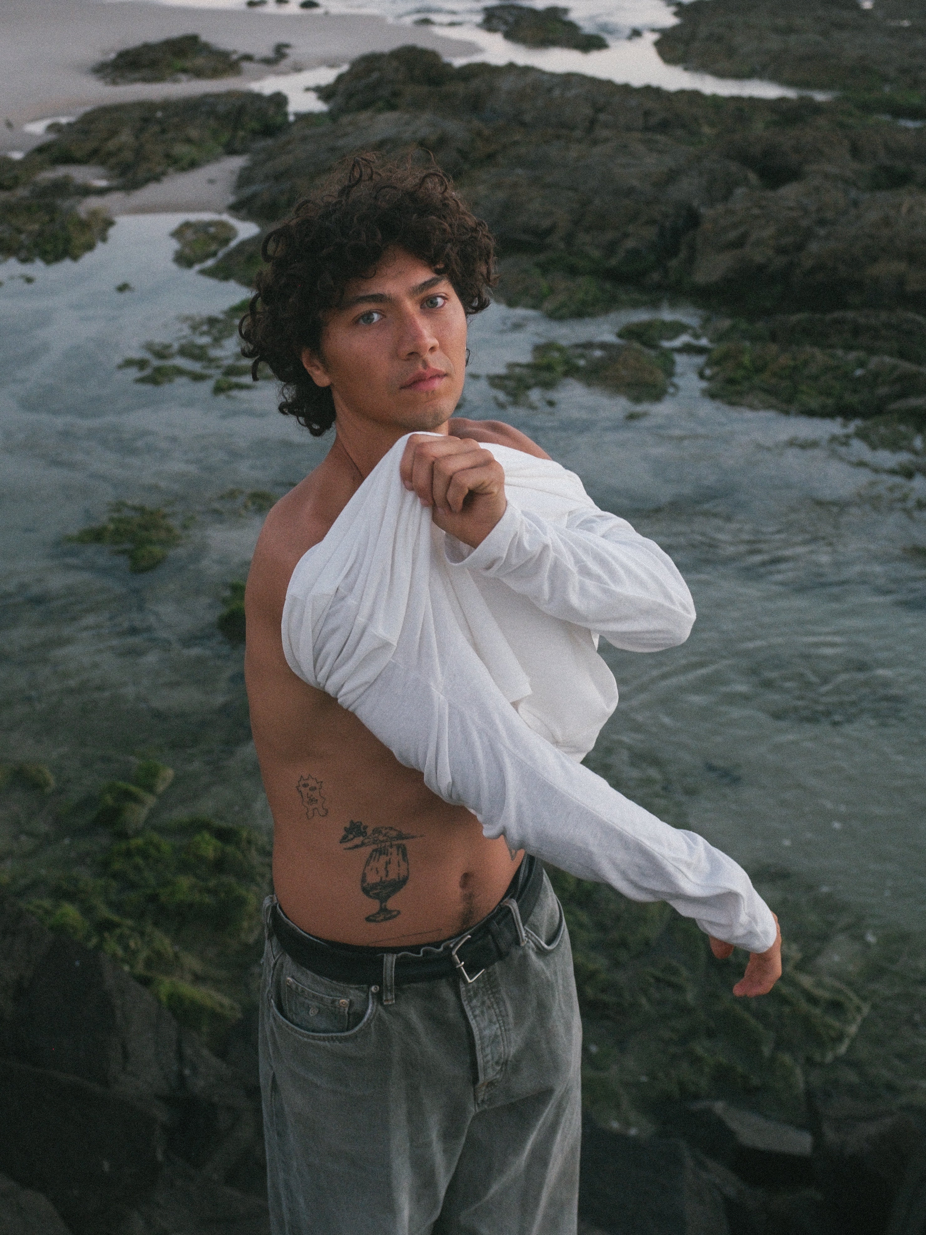 Hemp / Bamboo Men's Long Sleeve Tops - Cream