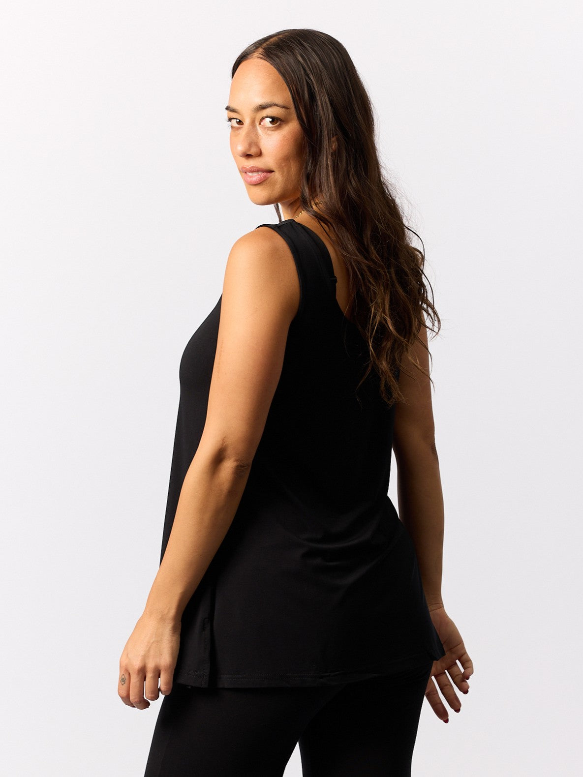 Bamboo A-Line Singlet - Black