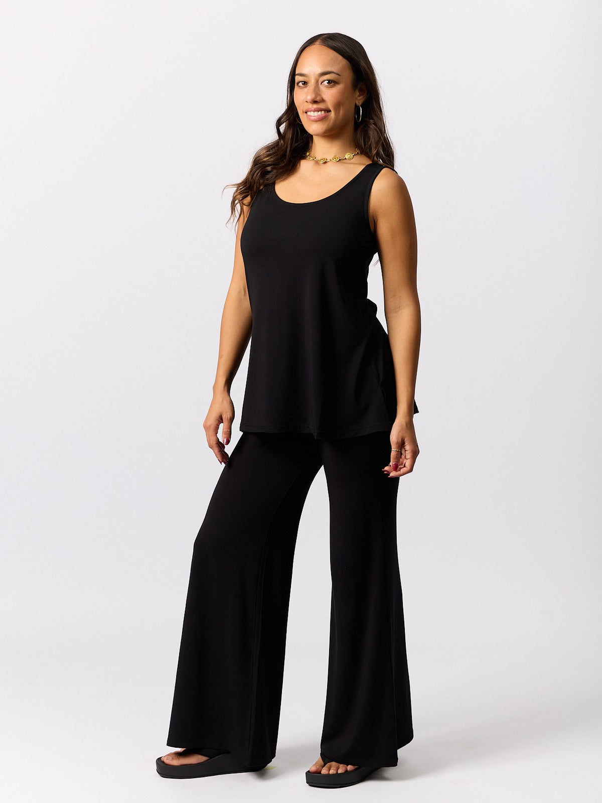 Bamboo A-Line Singlet - Black