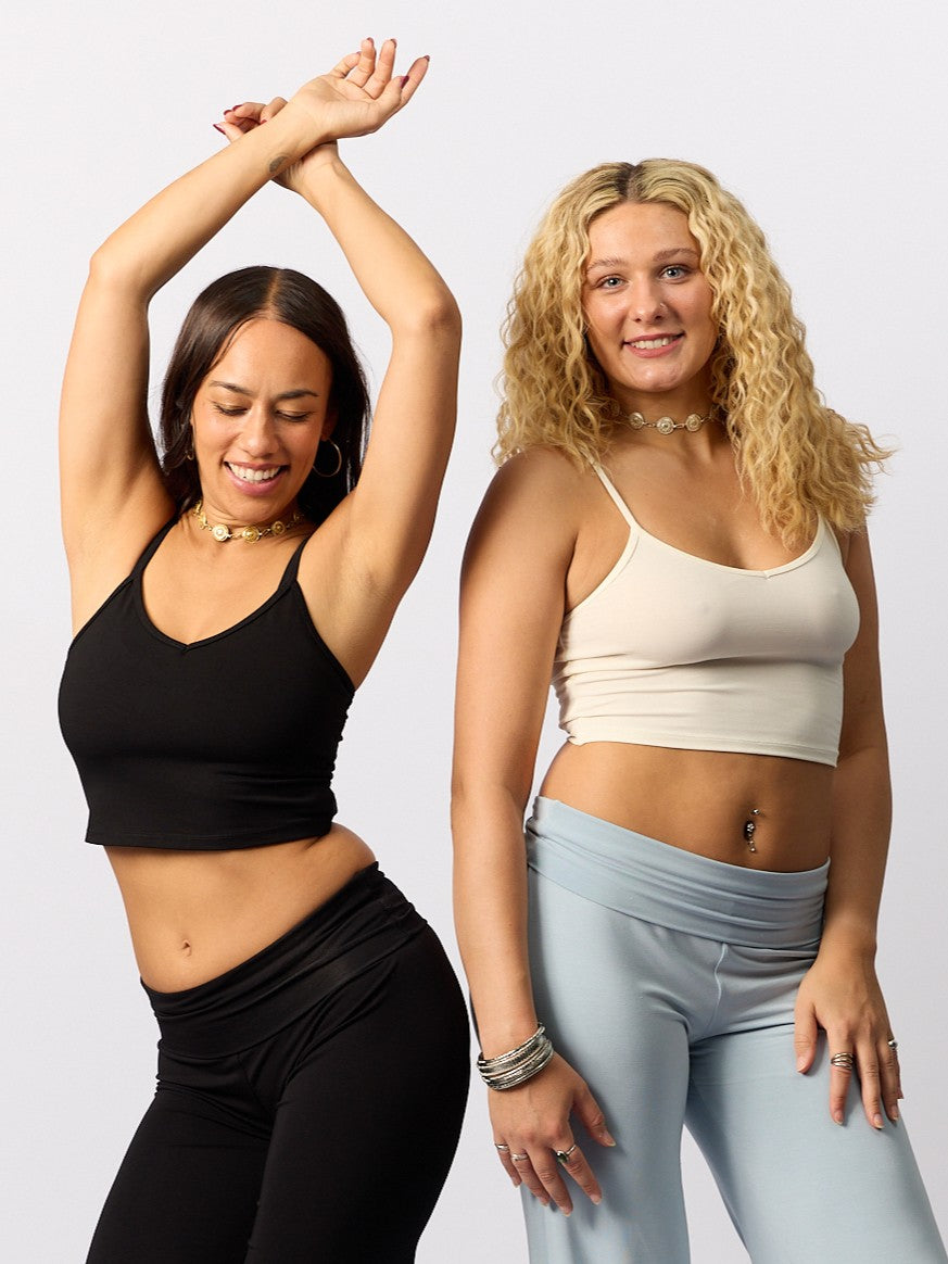Bamboo Crop Layering Singlet - Cream