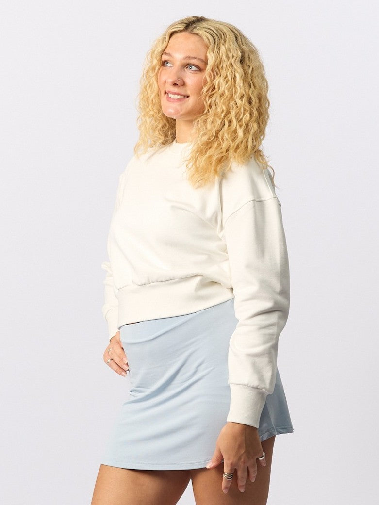 Organic Fleece - Relaxed Crop Sweater - Natural