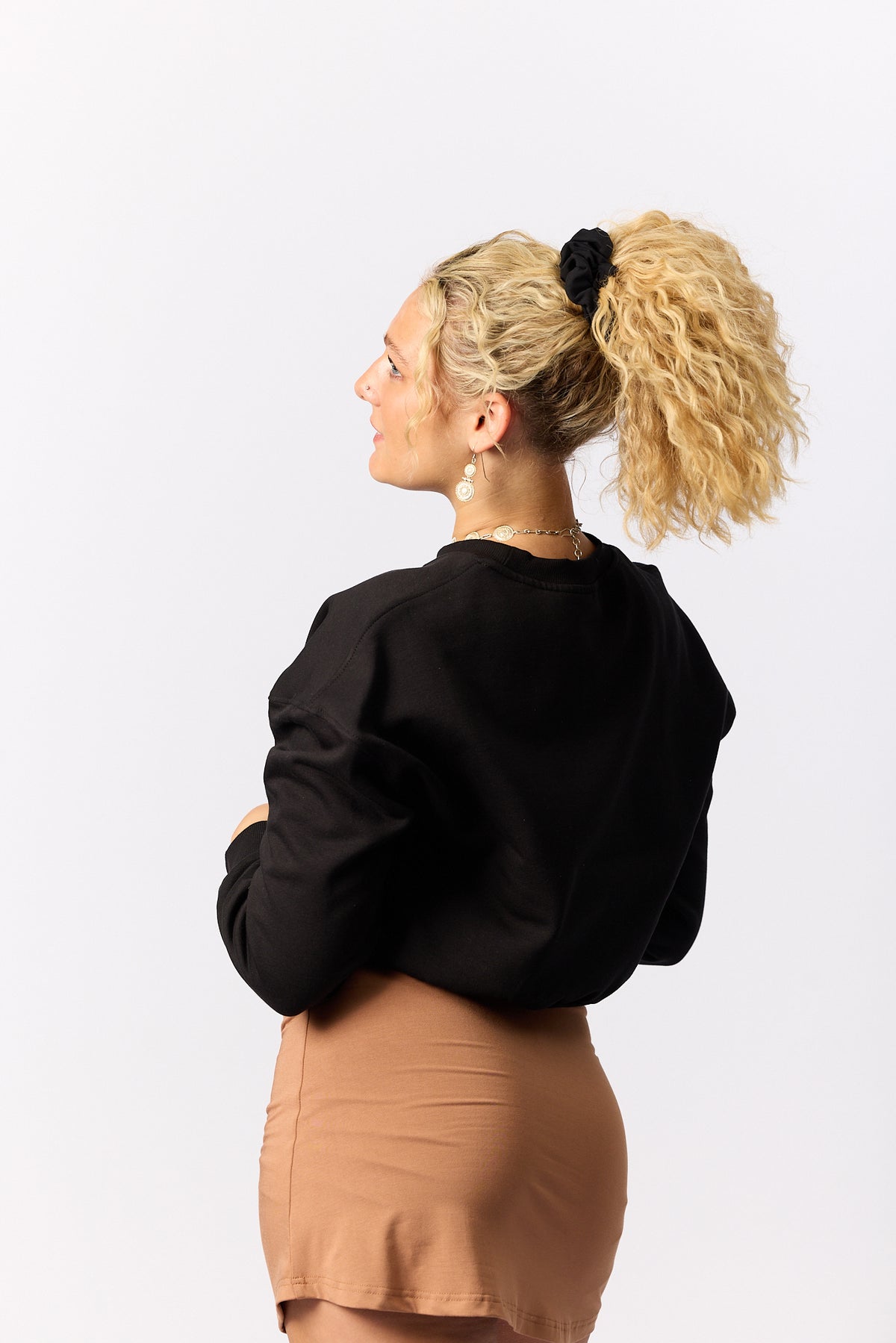Organic Fleece - Relaxed Crop Sweater - Black