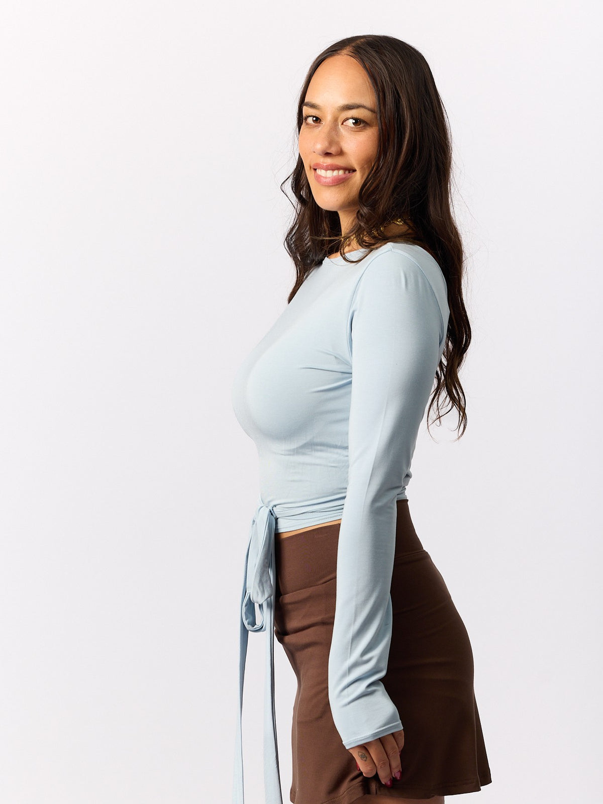 Bamboo Long Sleeve Ballet Wrap Top - Topaz
