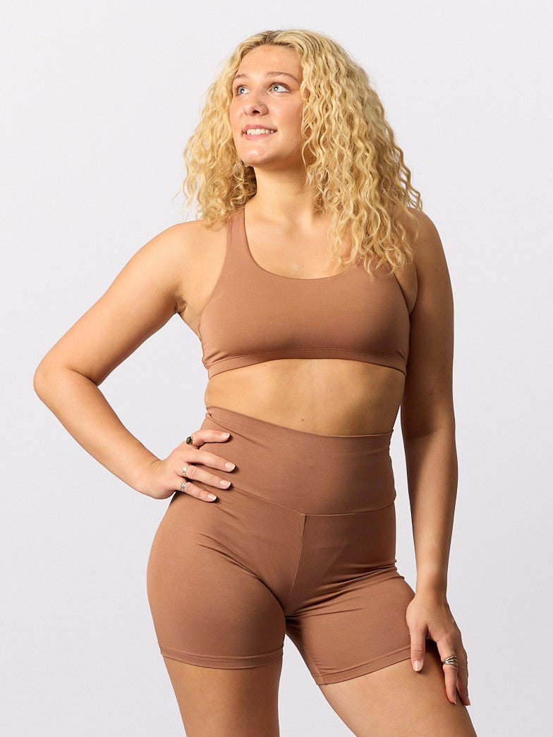 Bamboo Racer Back Bra - Toffee