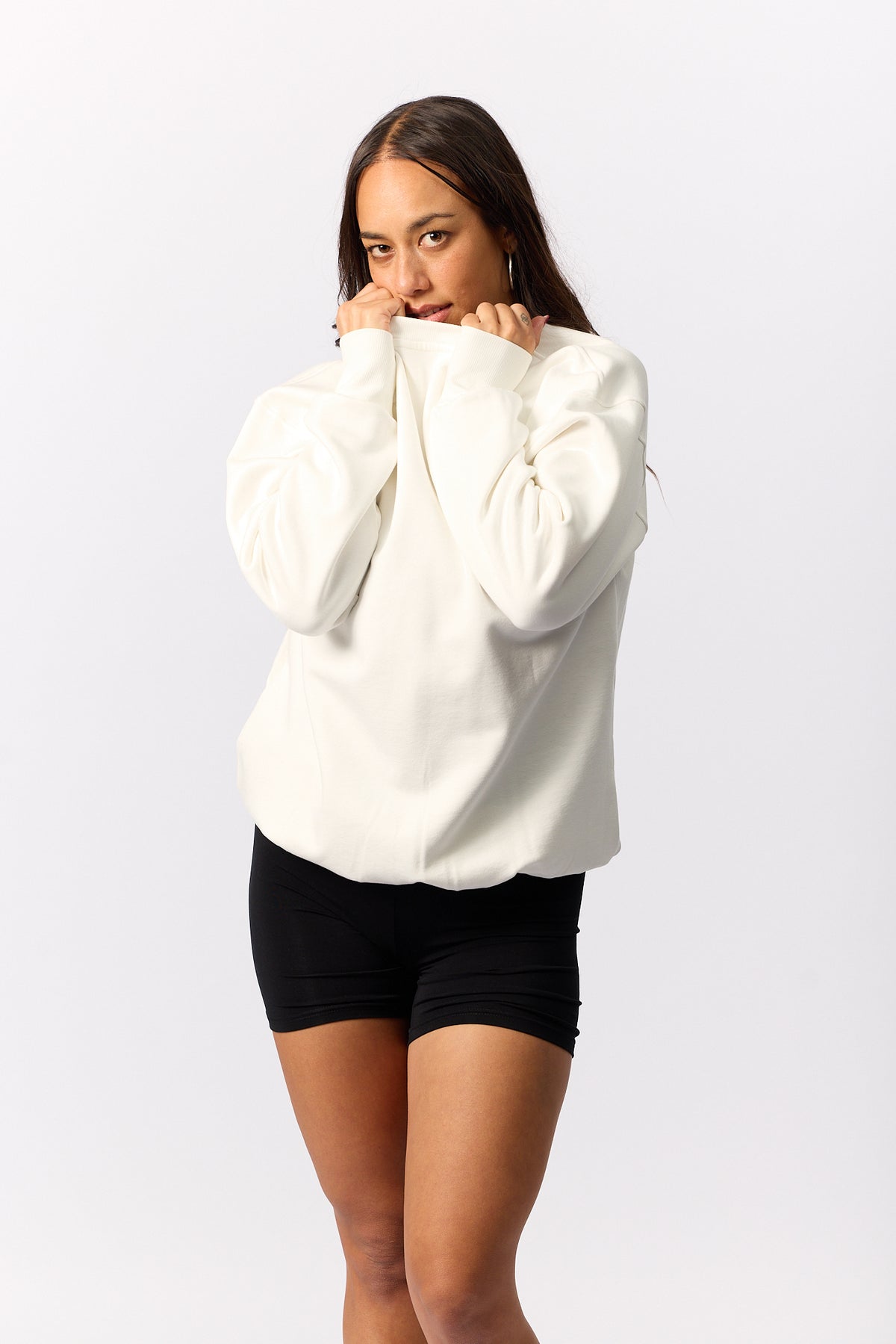 Organic Fleece - Relaxed Crew Neck Sweater - Natural